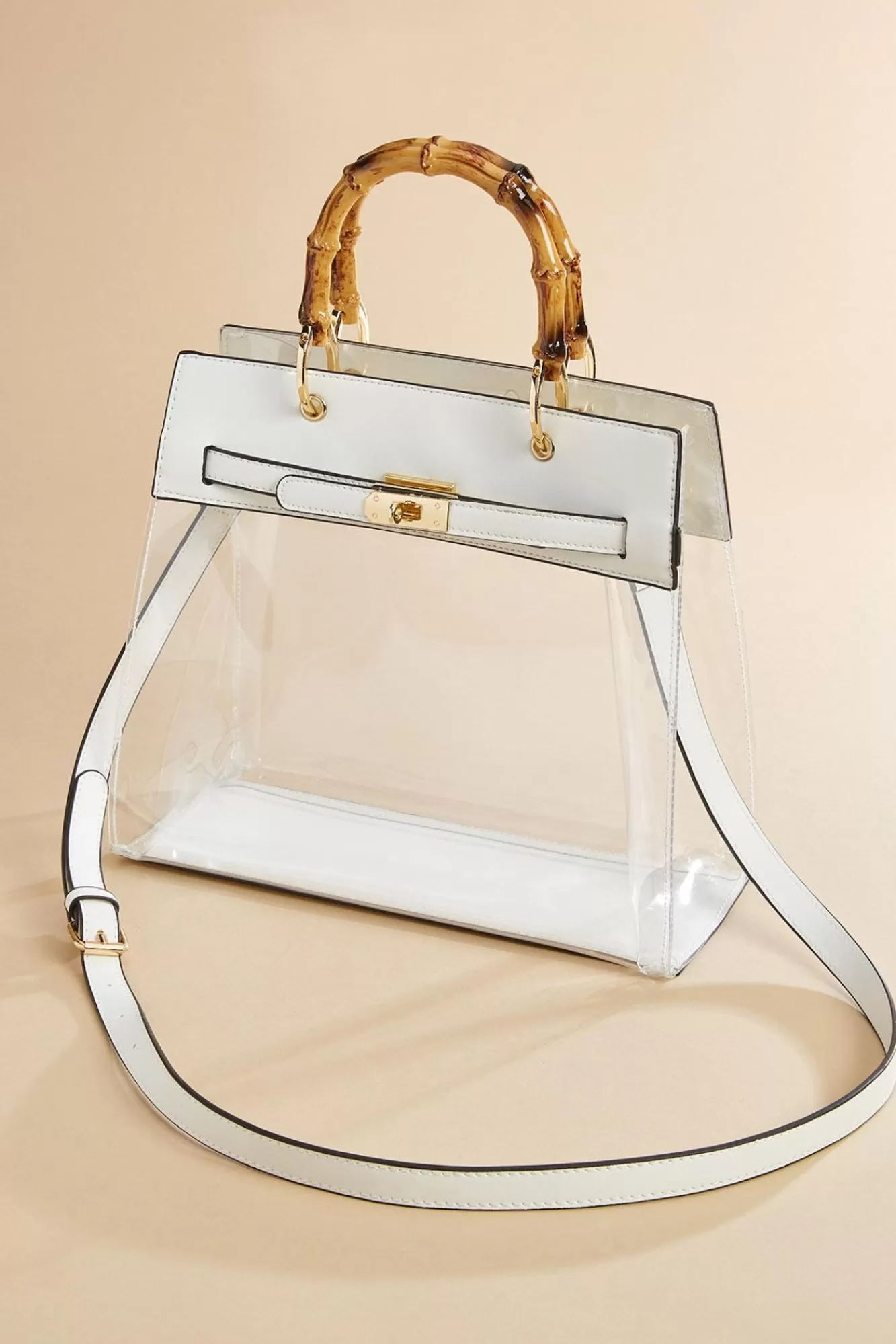 Women Versona Bamboo Handle Clear Satchel