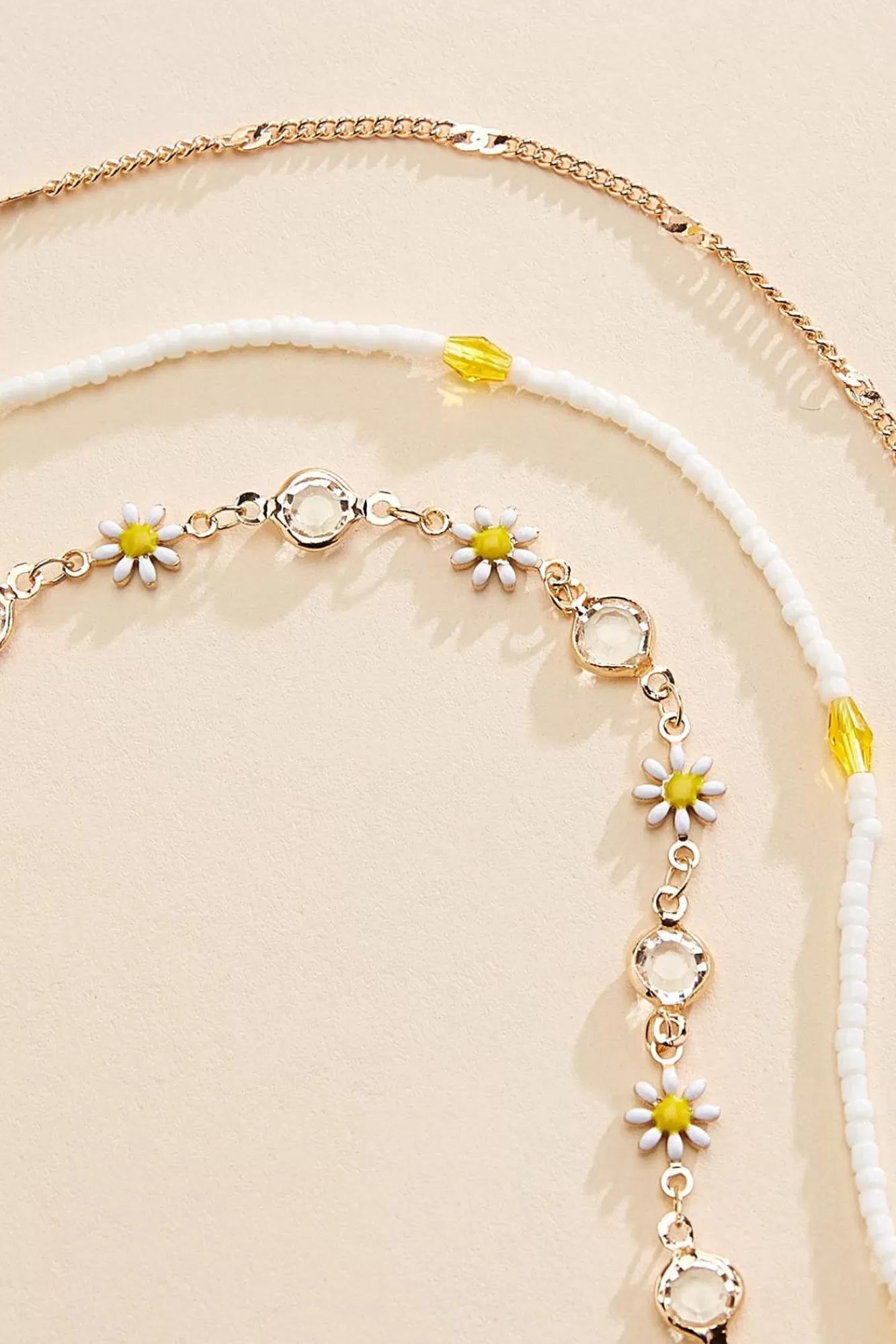 Women Versona Beaded Daisy Chain Anklet Set