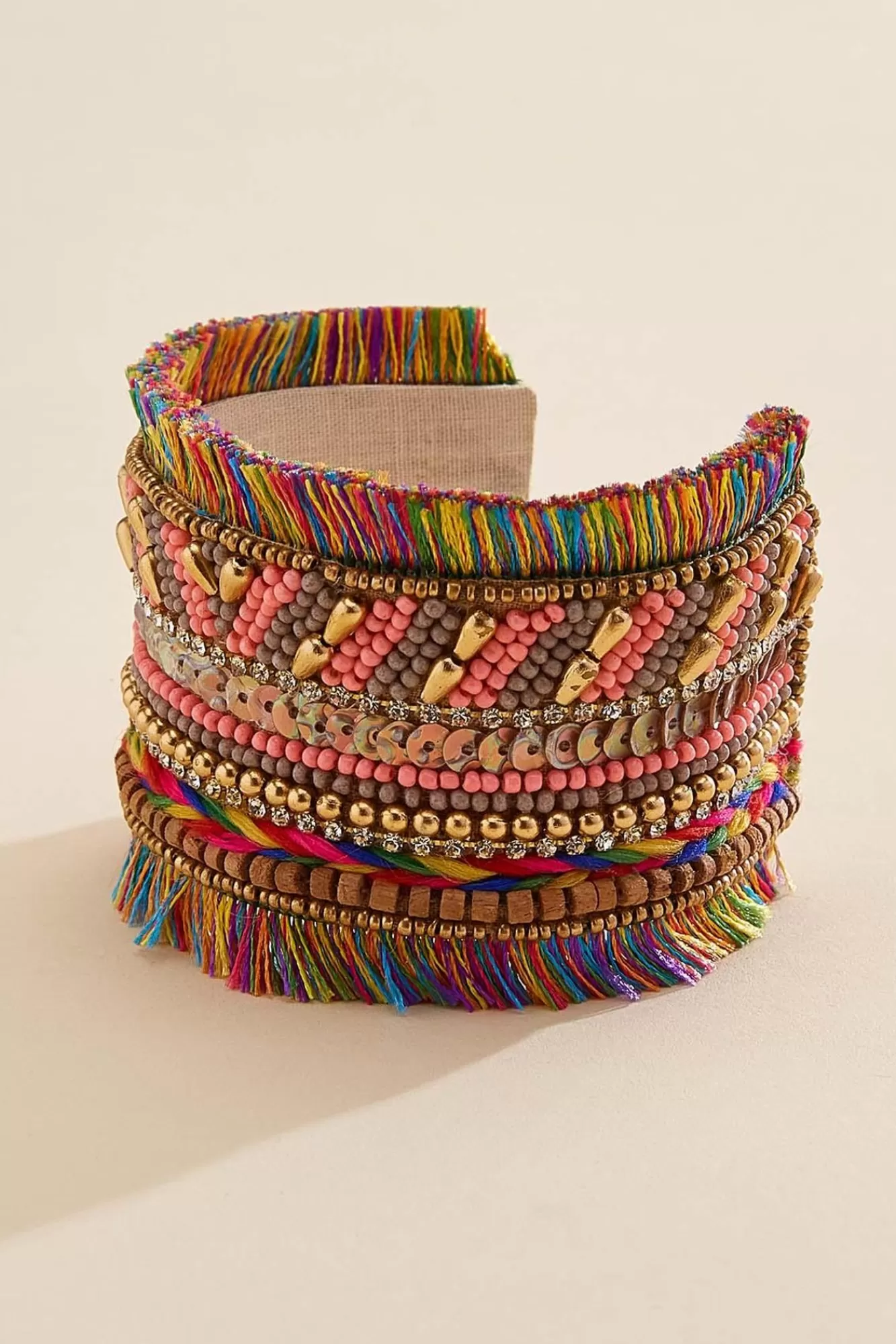 Women Versona Beaded Fringe Cuff Bracelet