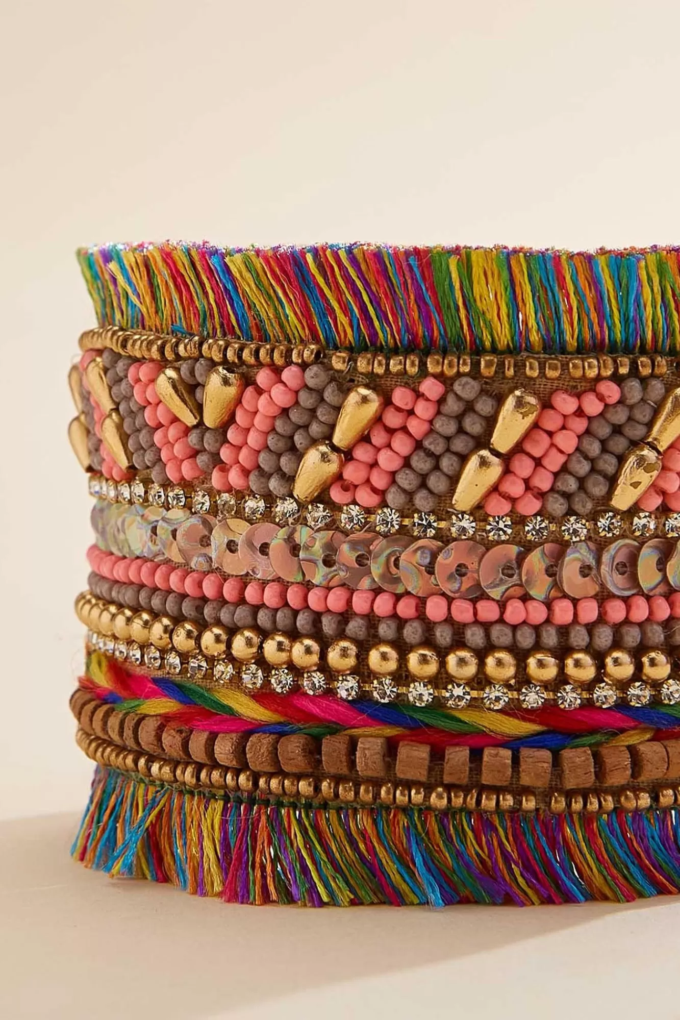 Women Versona Beaded Fringe Cuff Bracelet