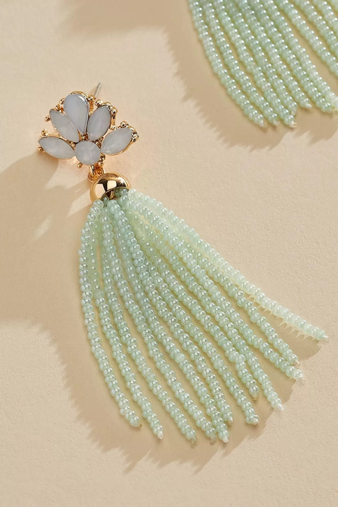 Women Versona Beaded Fringe Dangle Earrings