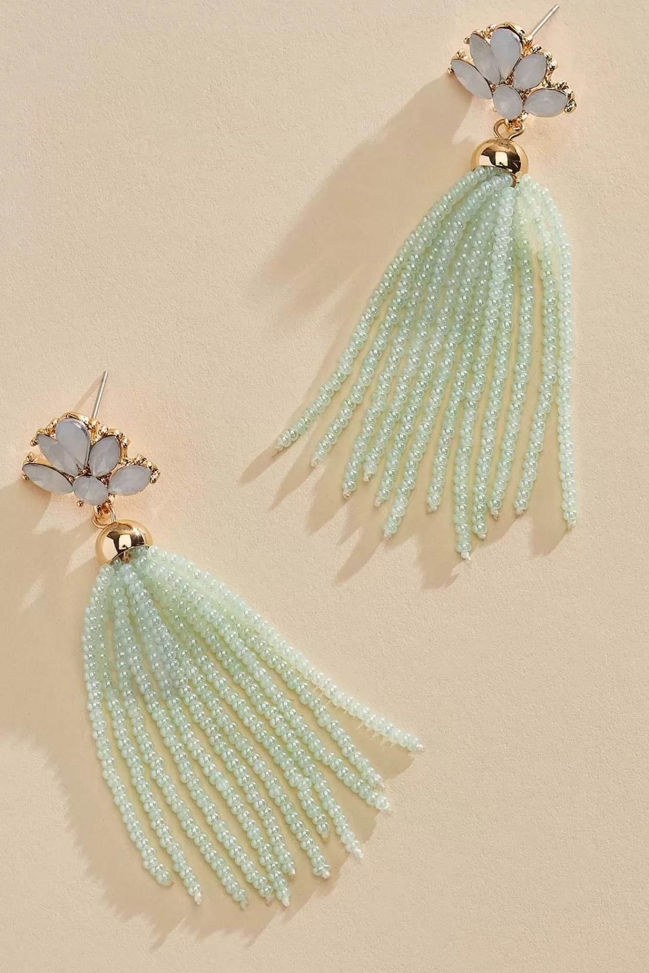 Women Versona Beaded Fringe Dangle Earrings