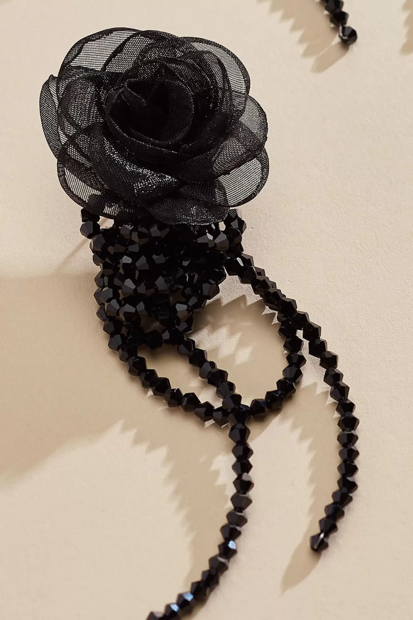 Women Versona Black Beaded Flower Earrings