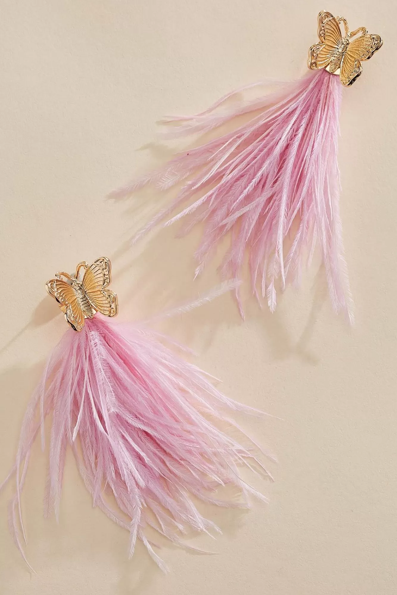 Women Versona Butterfly Feather Fringe Earrings