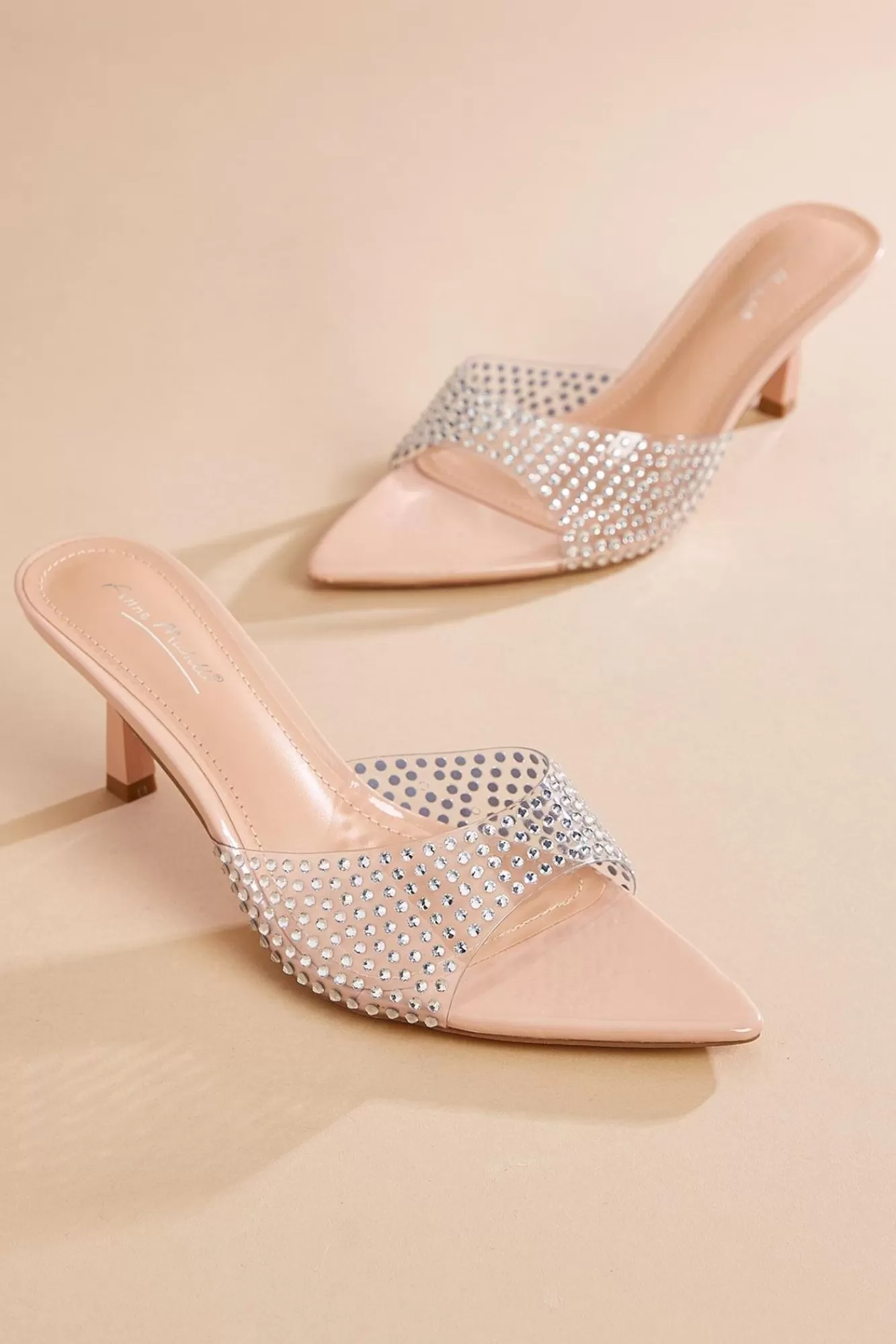 Women Versona Clear Studded Band Heels