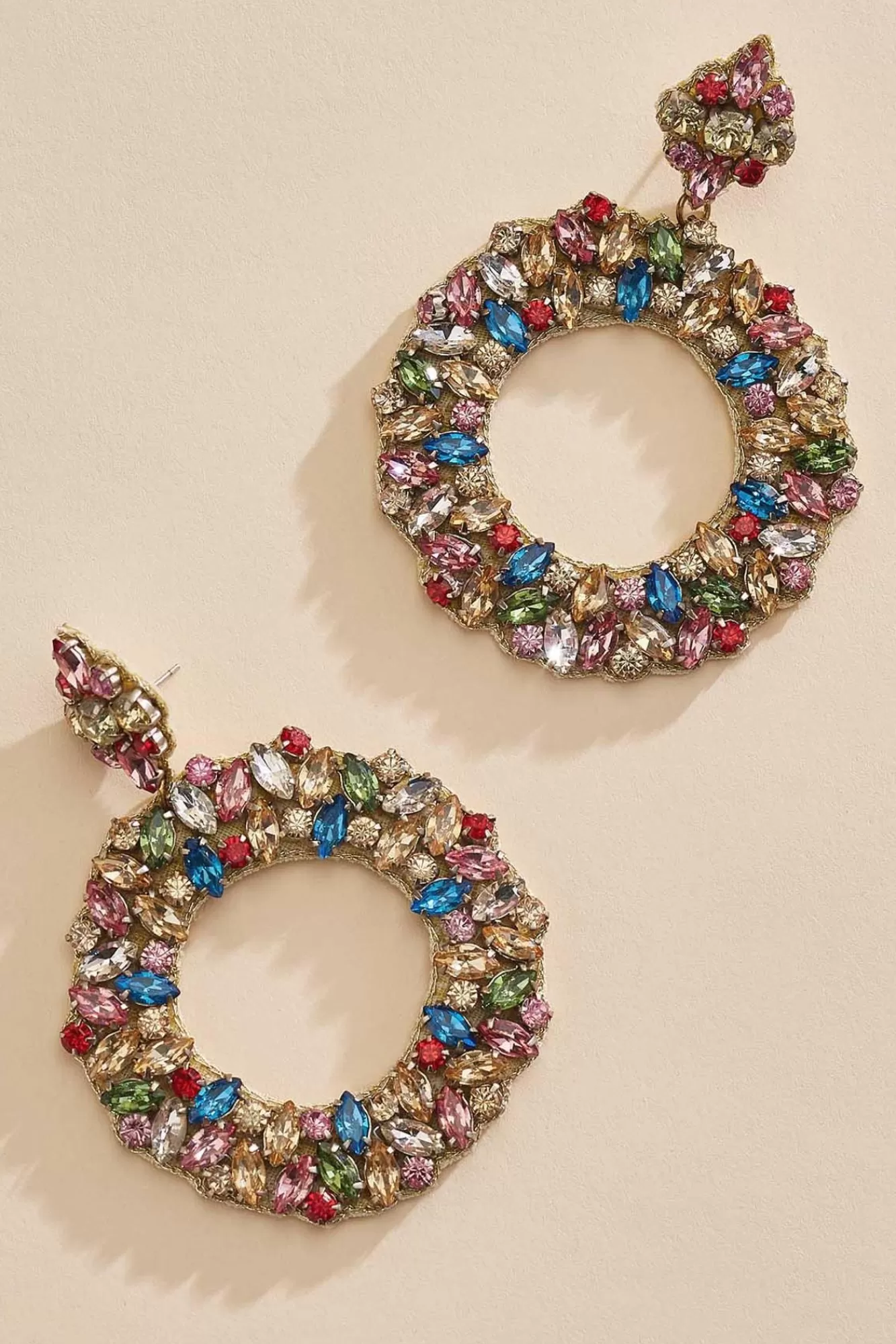 Women Versona Color Stone Circle Earrings