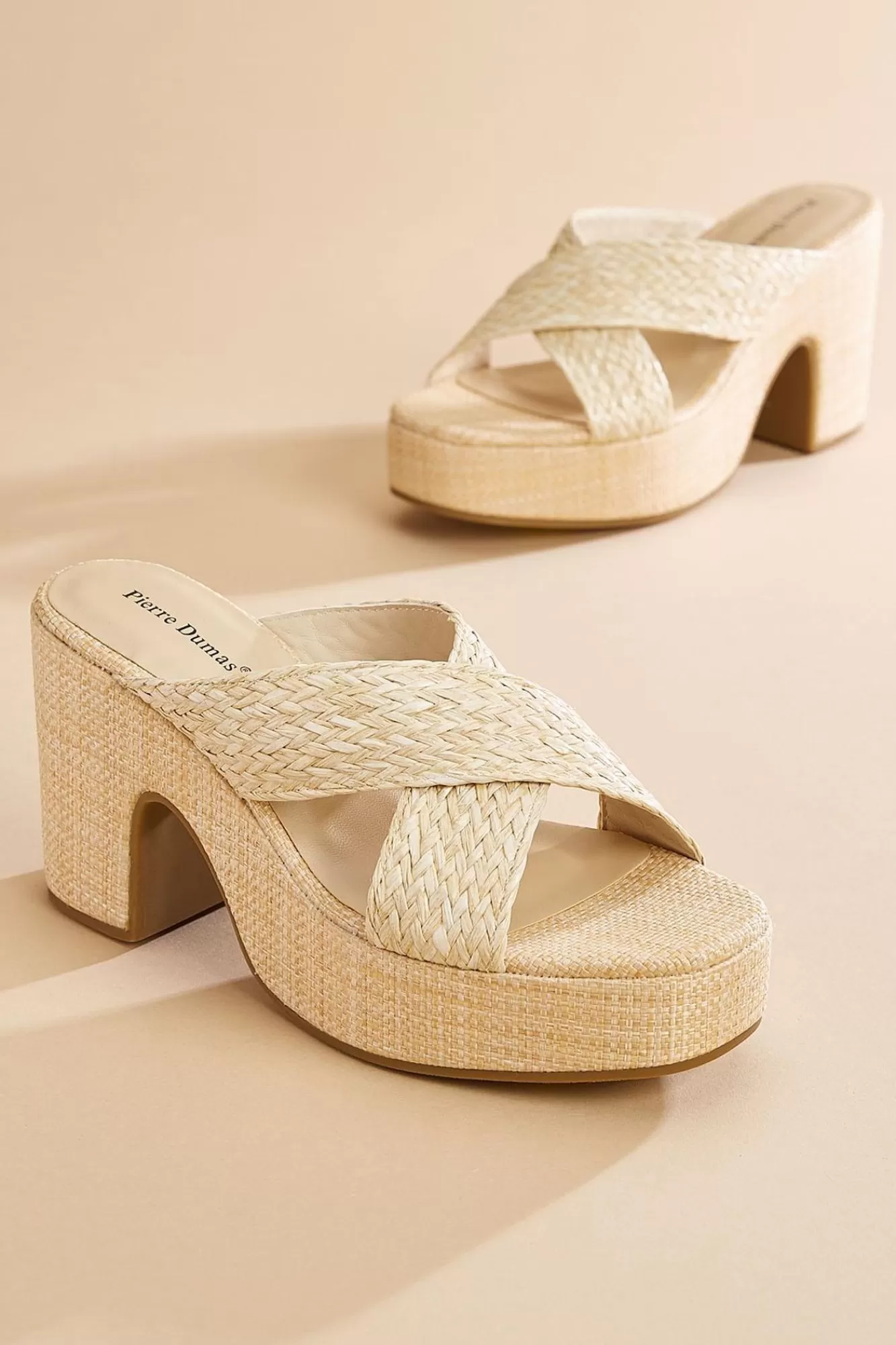 Women Versona Crossover Band Raffia Heels