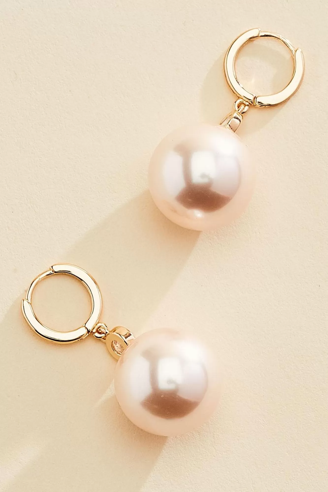 Women Versona Dangly Pearl Huggie Hoop Earrings