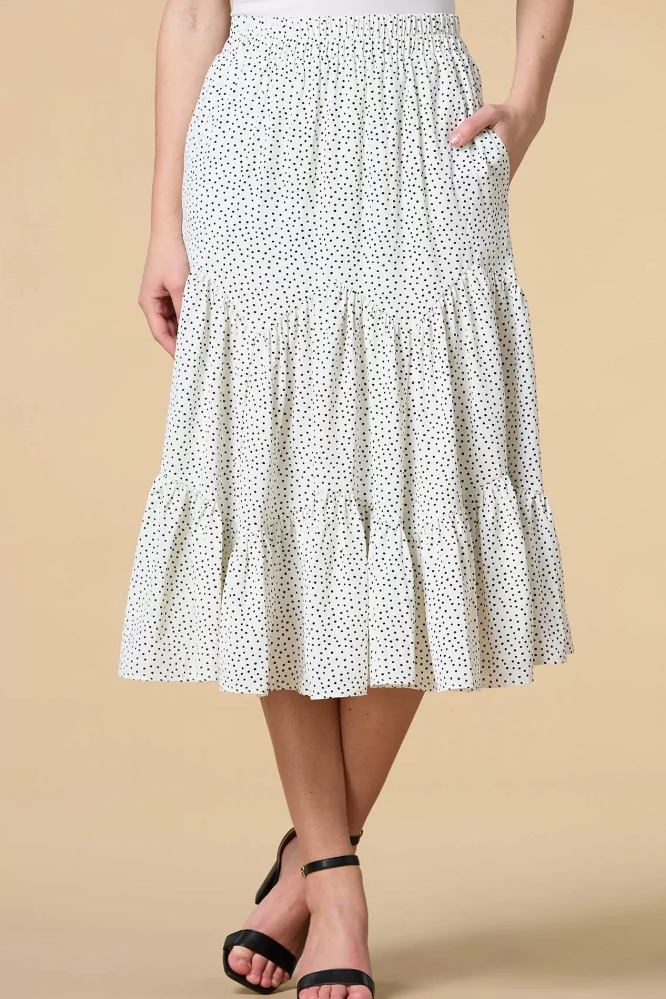 Women Versona Dot Check Midi Skirt