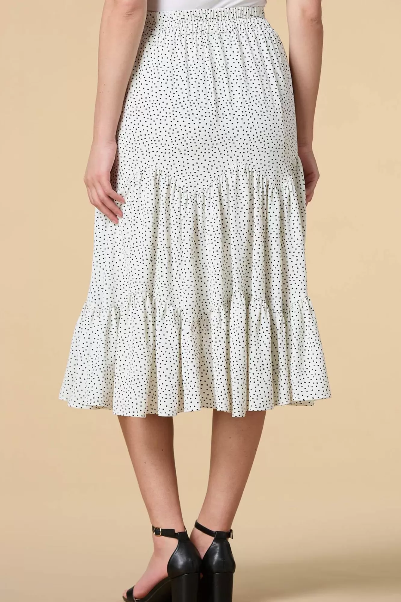 Women Versona Dot Check Midi Skirt