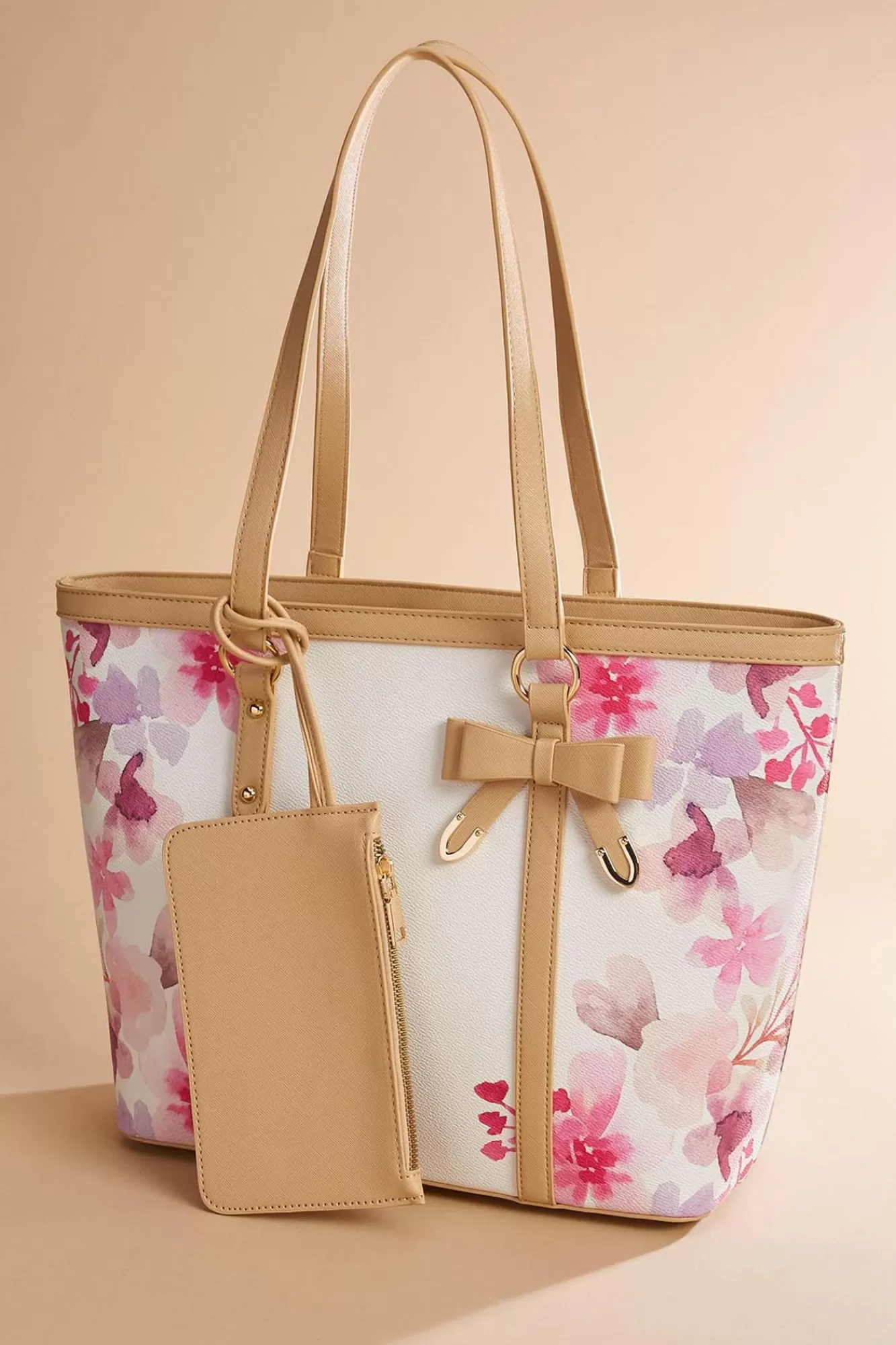 Women Versona Faux Leather Floral Tote Bag Set