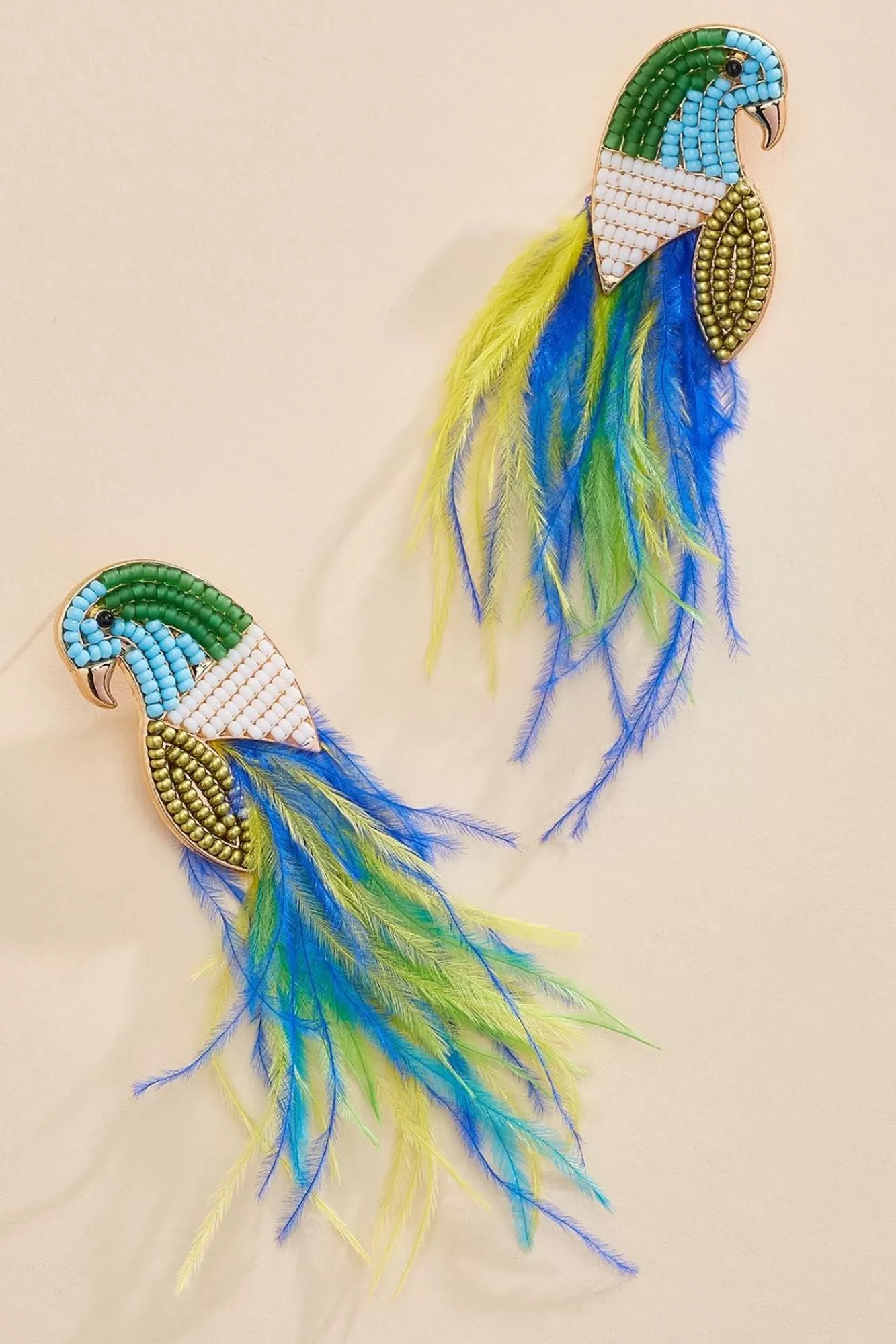 Women Versona Feathery Fringe Parrot Earrings