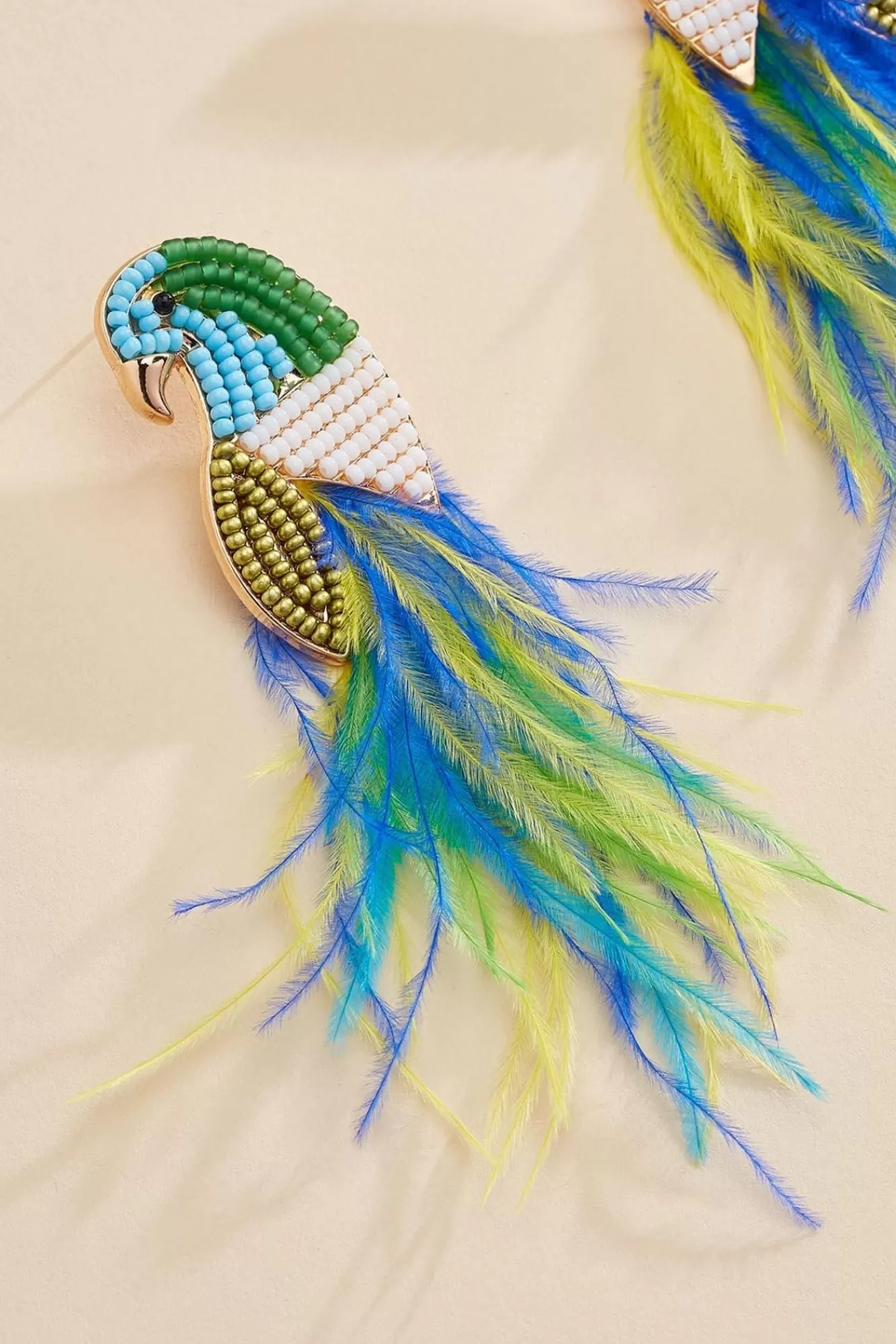 Women Versona Feathery Fringe Parrot Earrings