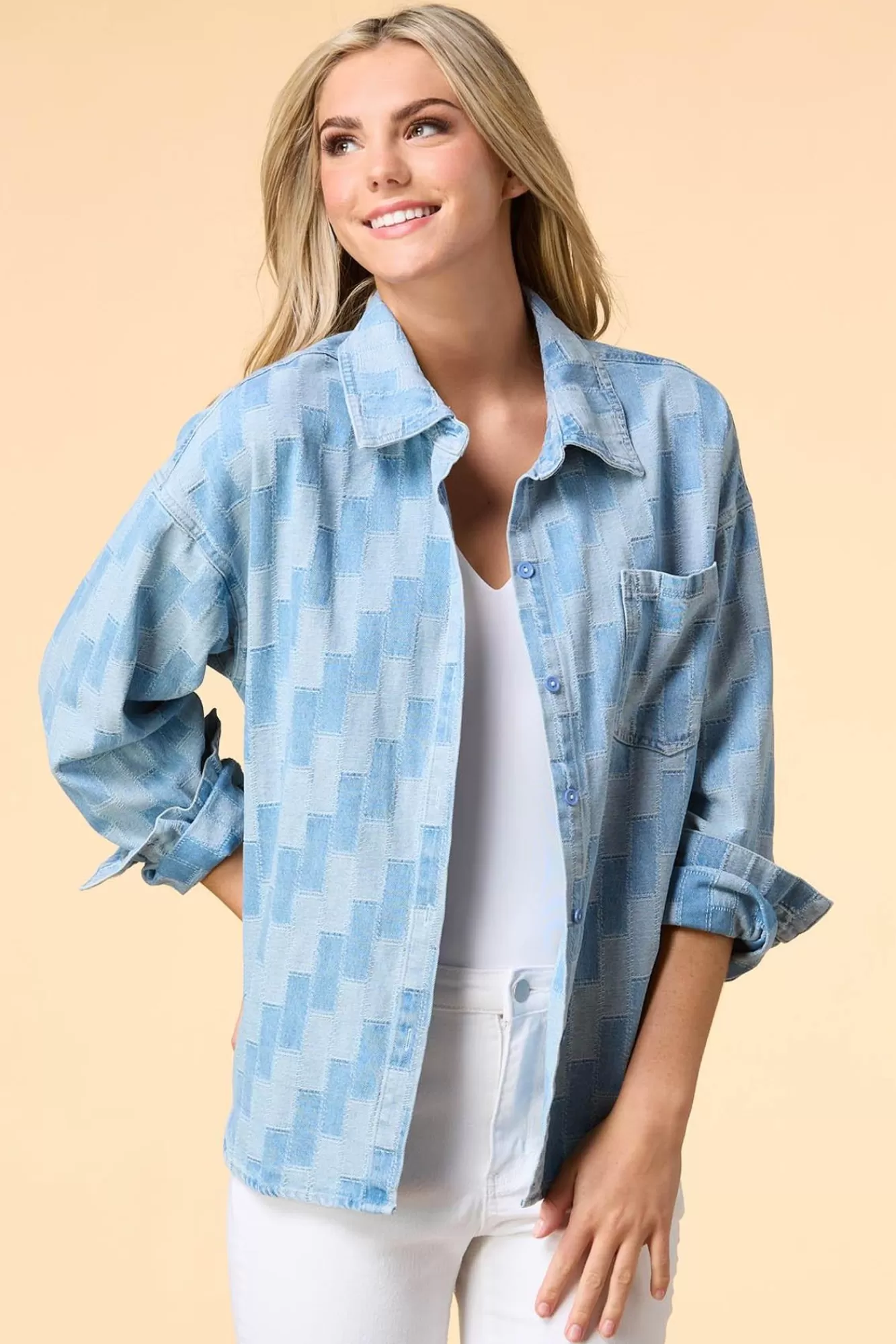 Women Versona Fit Check Denim Jacket