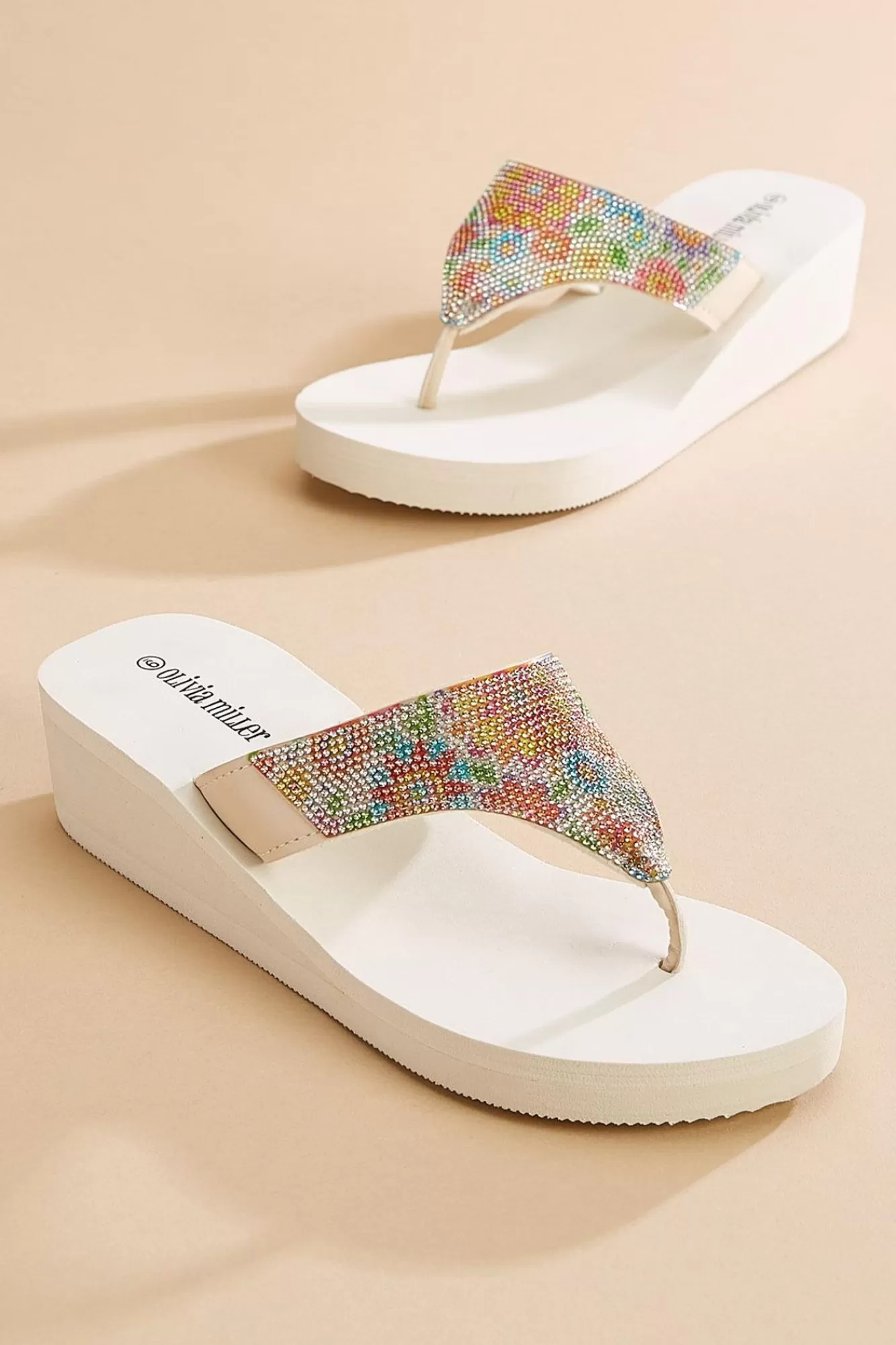 Women Versona Floral Rhinestone Wedge Sandals