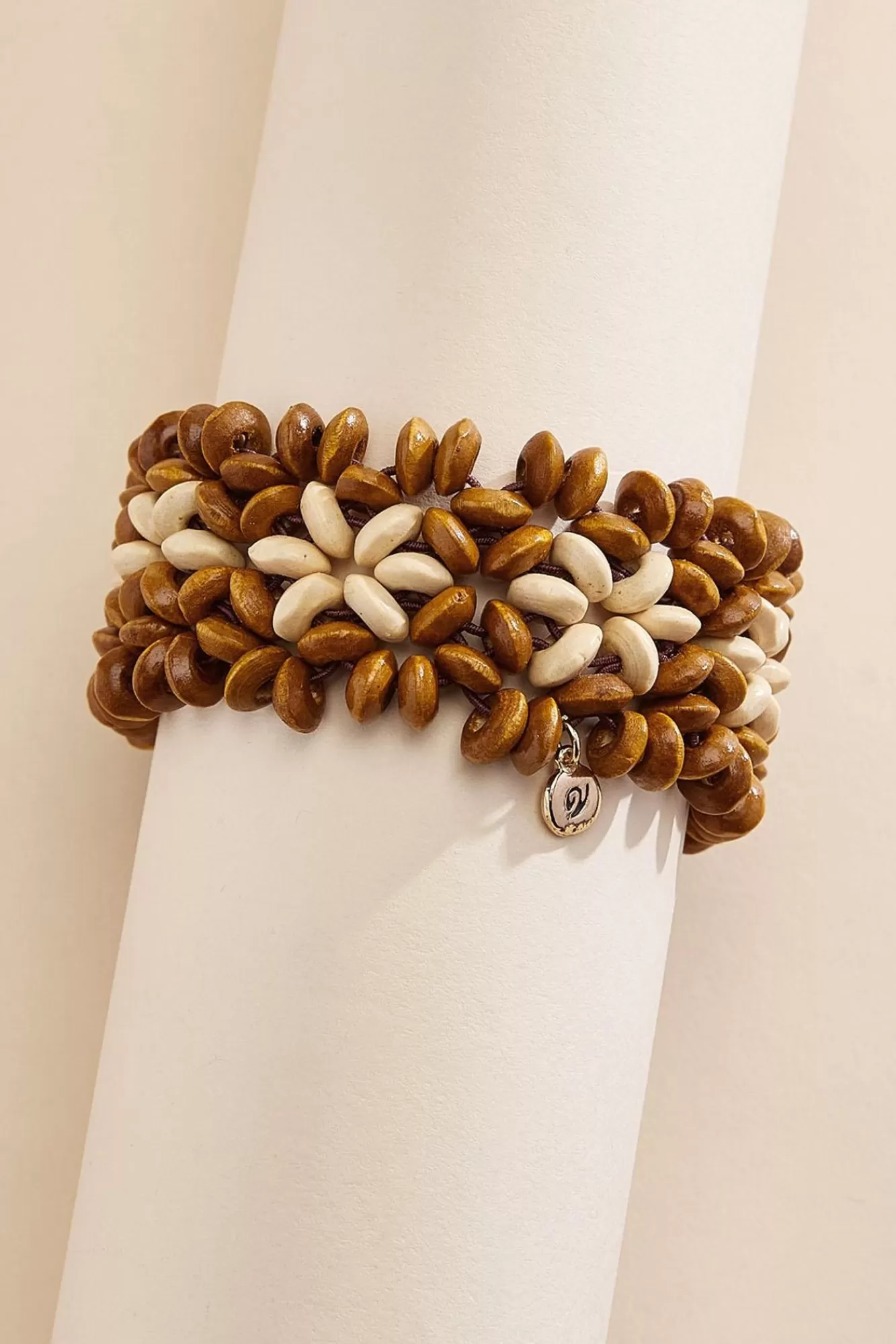 Women Versona Floral Wood Bead Bracelet