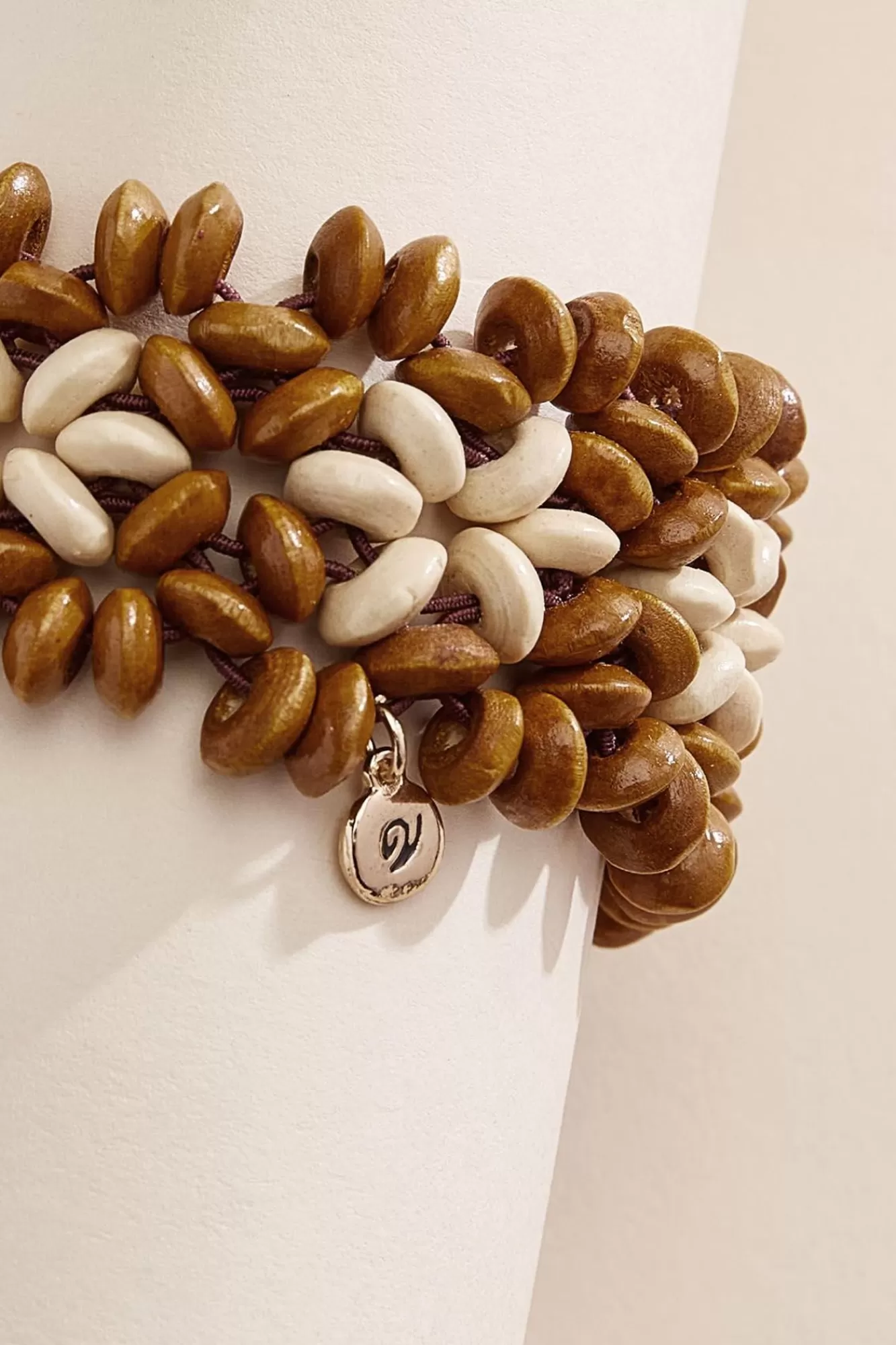 Women Versona Floral Wood Bead Bracelet