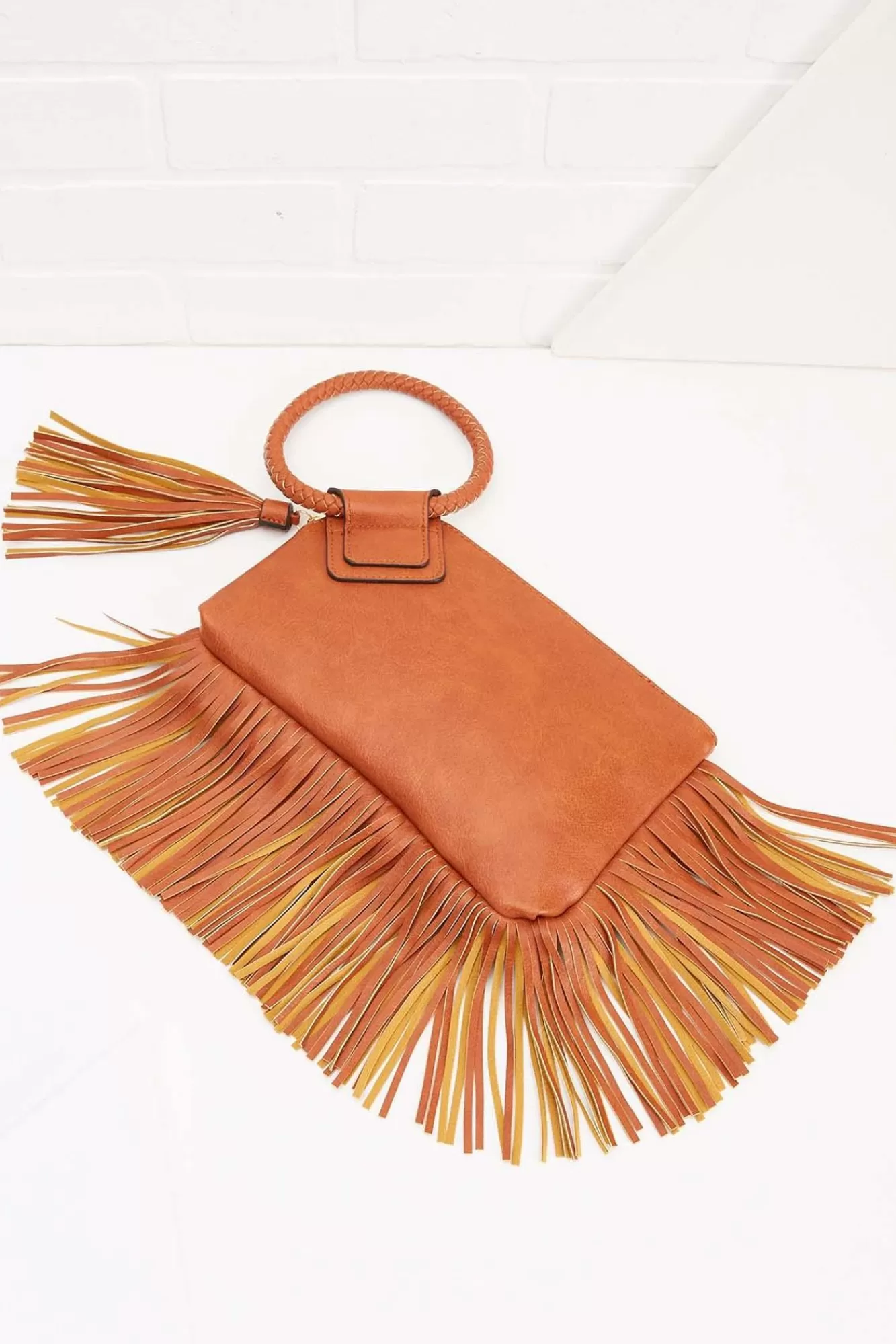 Women Versona Fringe Ring Handle Wristlet