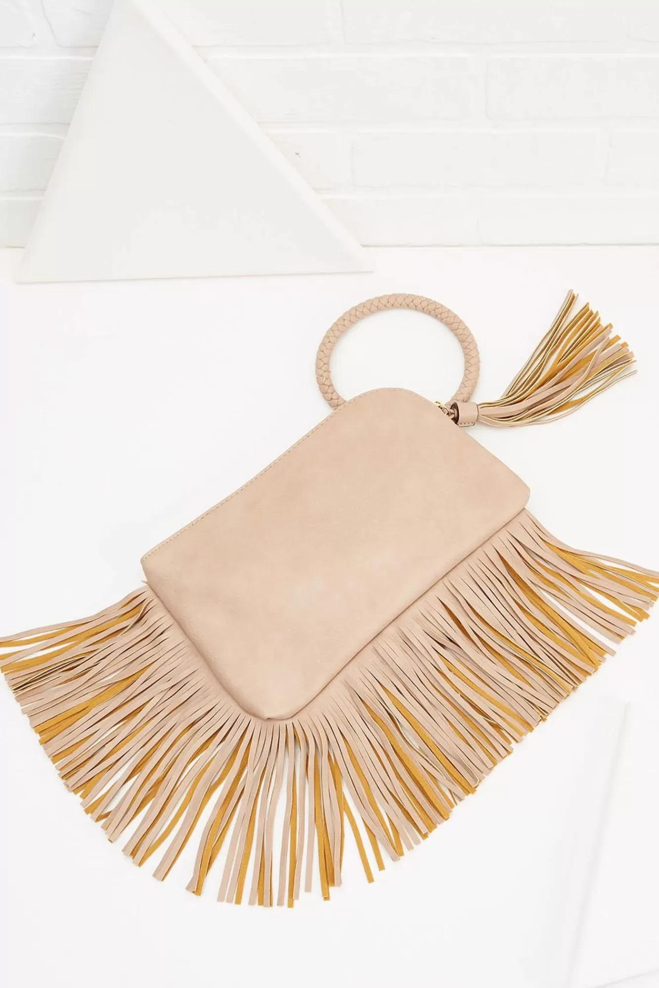 Women Versona Fringe Ring Handle Wristlet