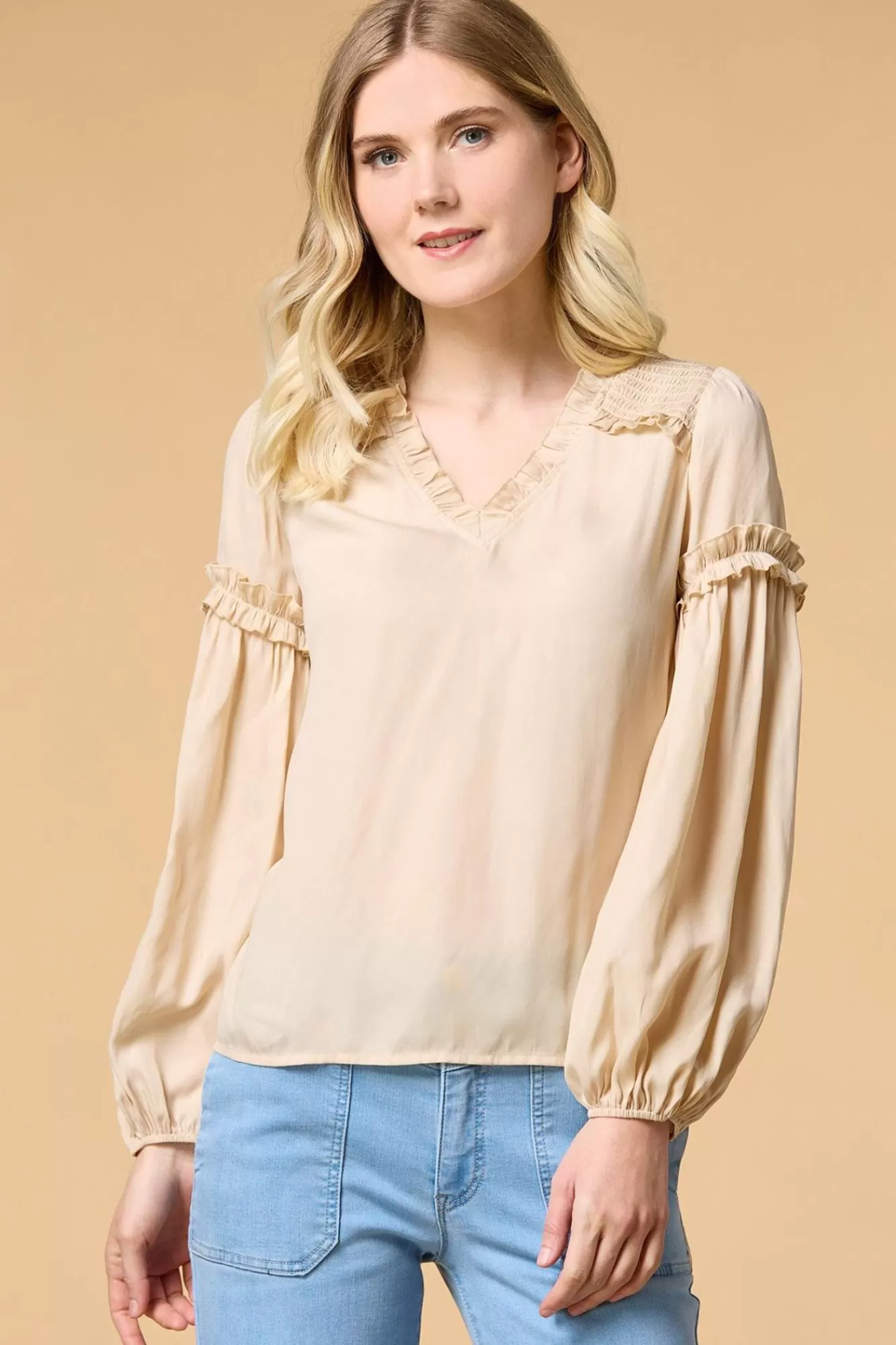 Women Versona Go For Yoke Top Beige