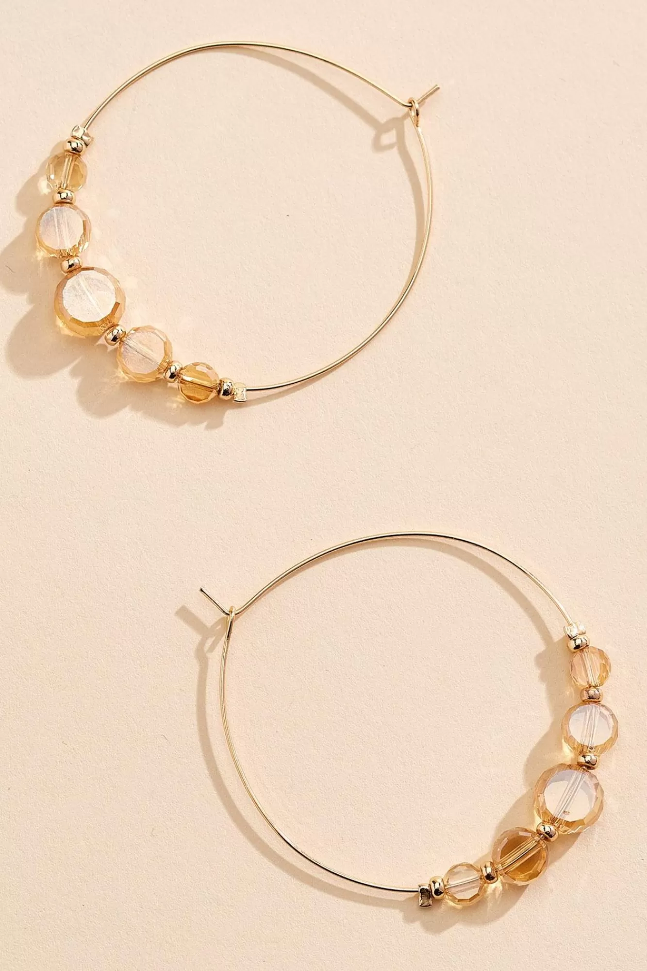 Women Versona Gold Glass Beaded Hoop Earrings