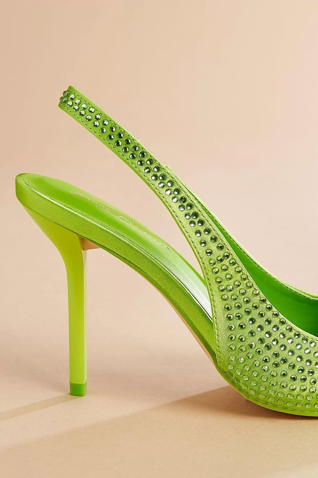 Women Versona Green Bling Slingback Heels