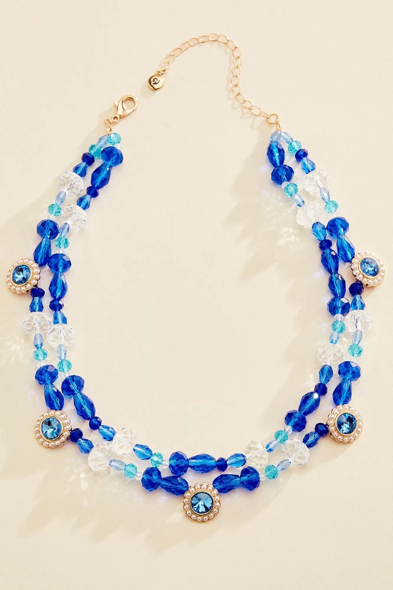 Women Versona Layered Blue Bead Necklace