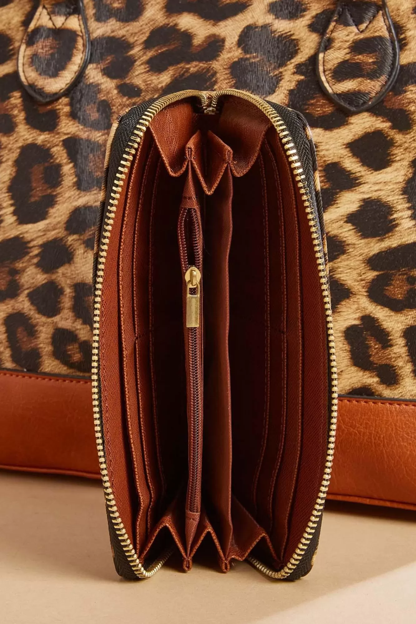 Women Versona Leopard Colorblock Satchel And Wallet Set