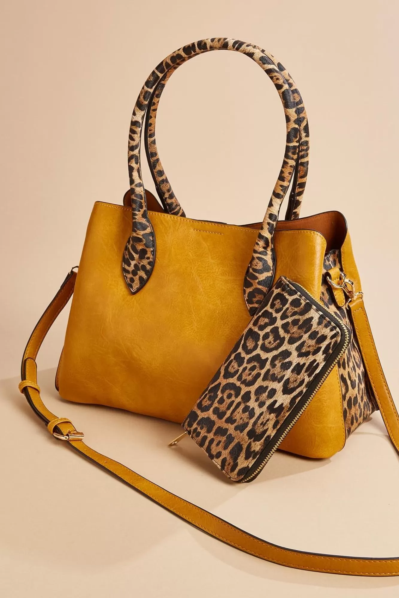 Women Versona Leopard Print Satchel And Wallet Set