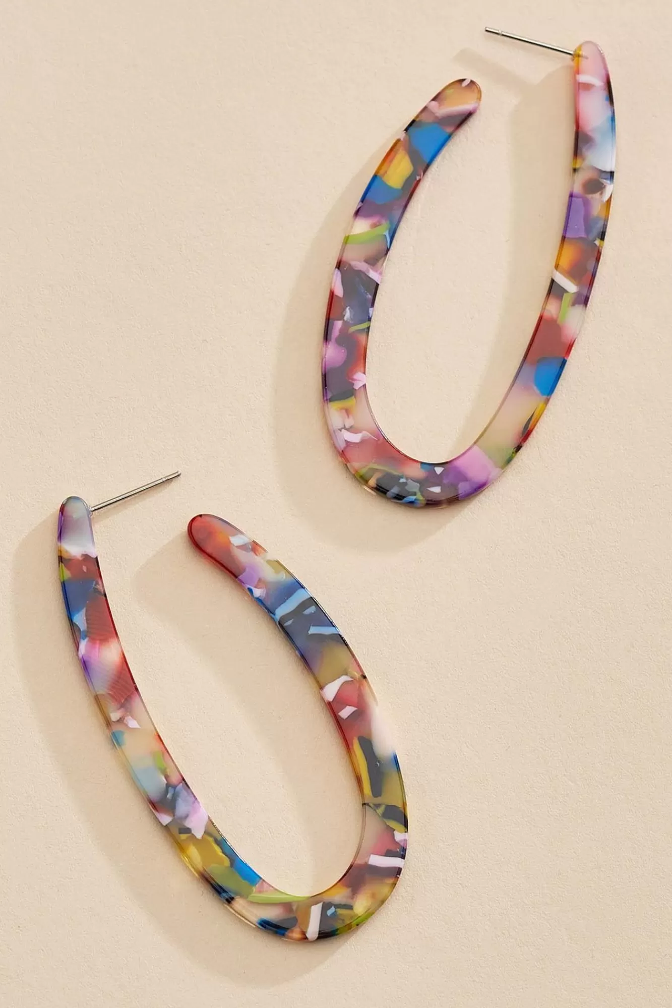 Women Versona Marbled Oval Hoop Earrings