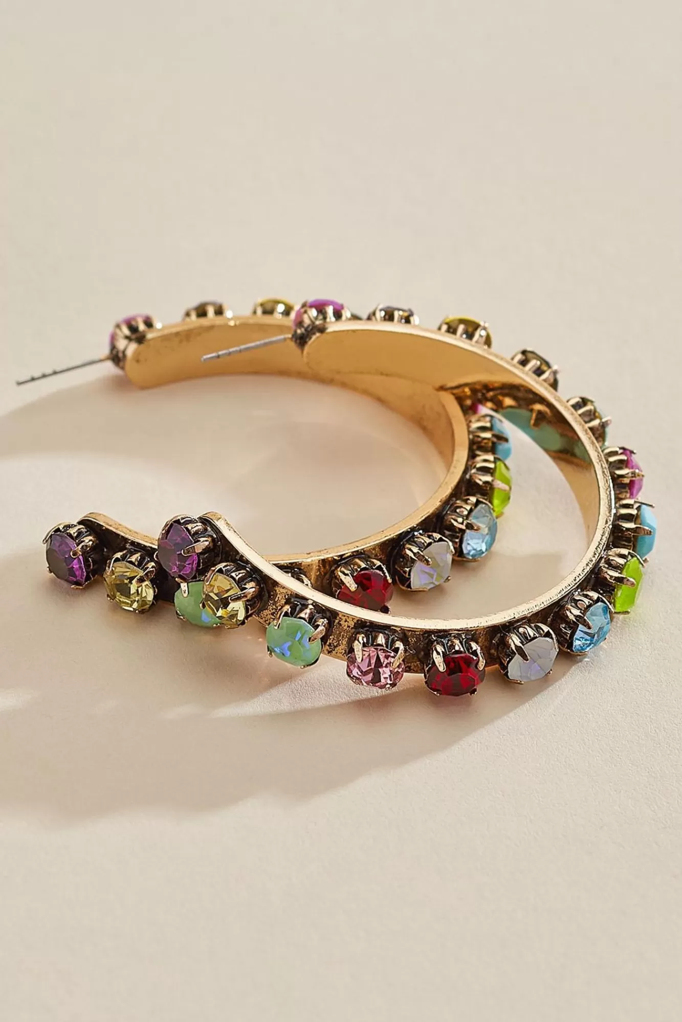 Women Versona Multicolored Stone Hoop Earrings