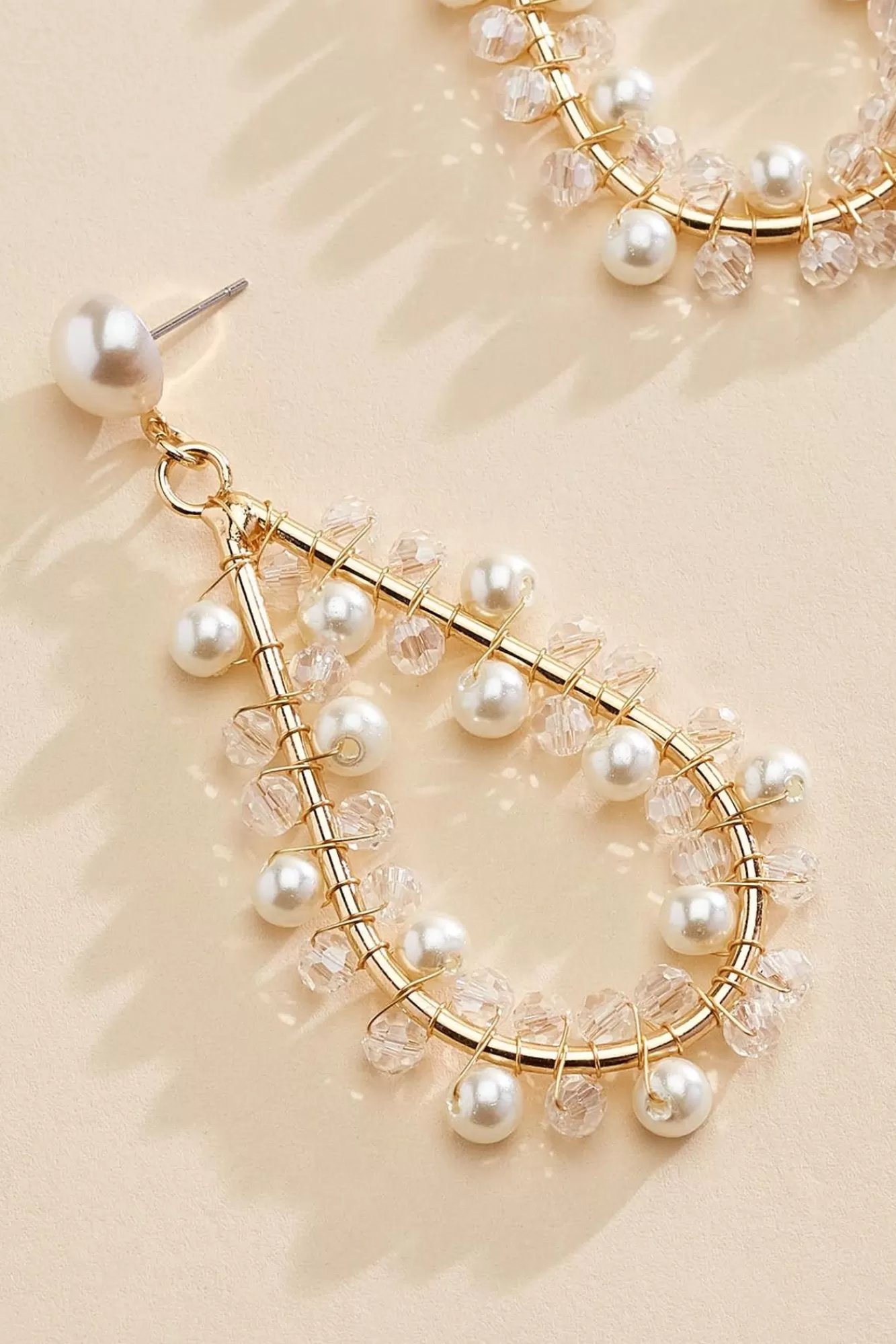 Women Versona Open Pearl Tear Earrings