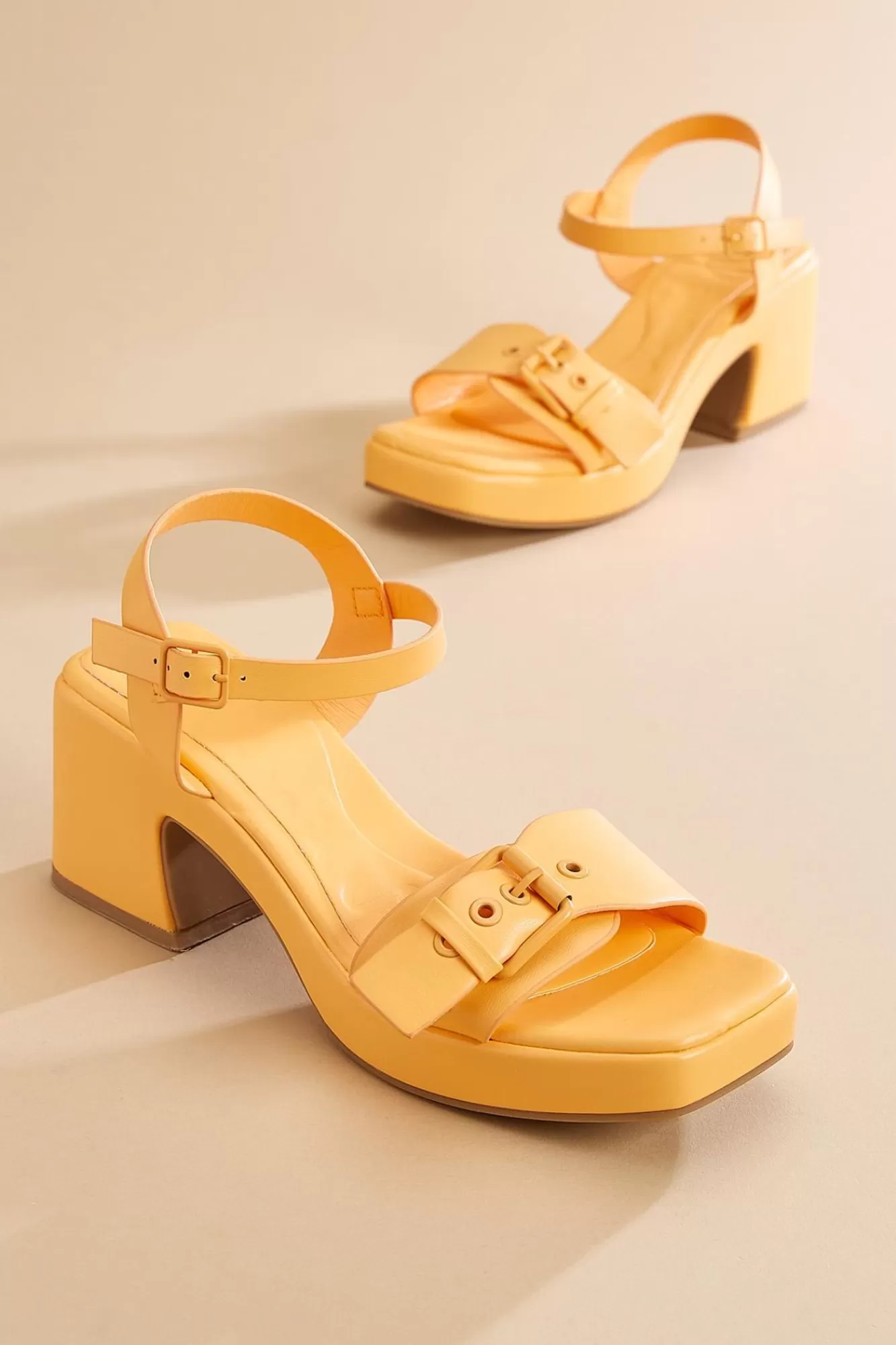 Women Versona Orange Buckle Band Heels