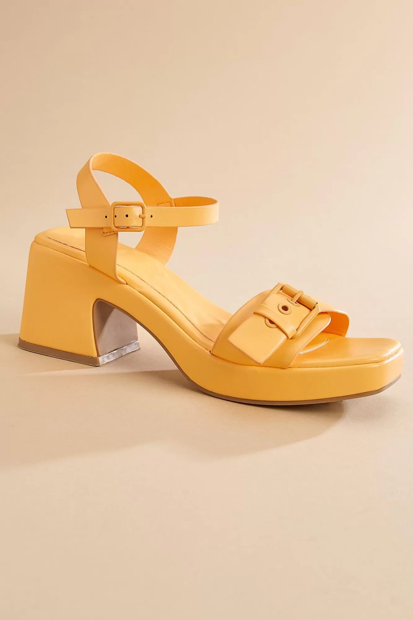 Women Versona Orange Buckle Band Heels