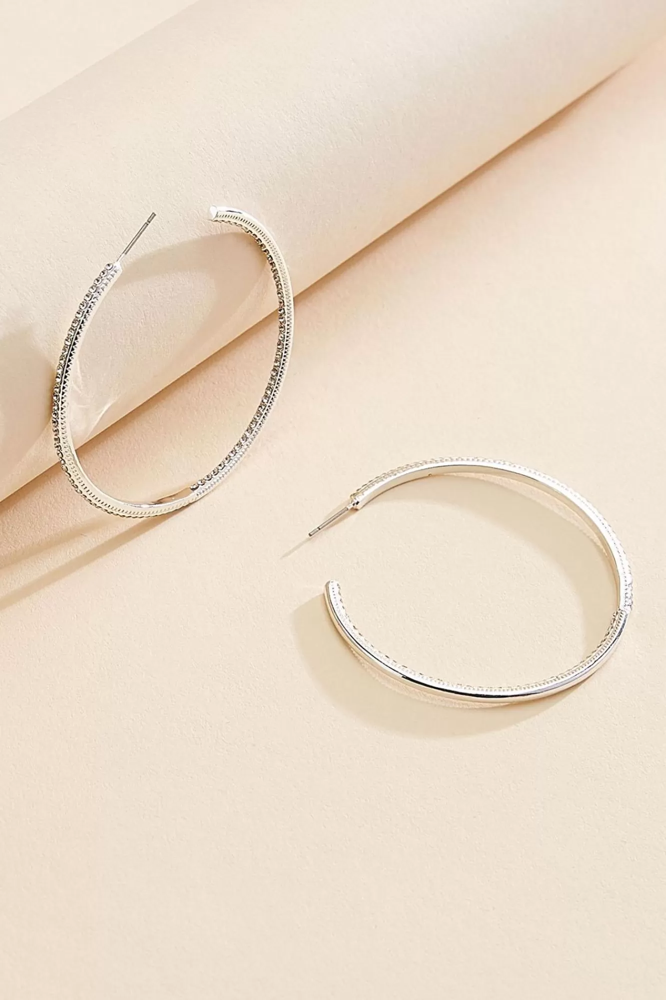 Women Versona Pave Bordered Hoop Earrings