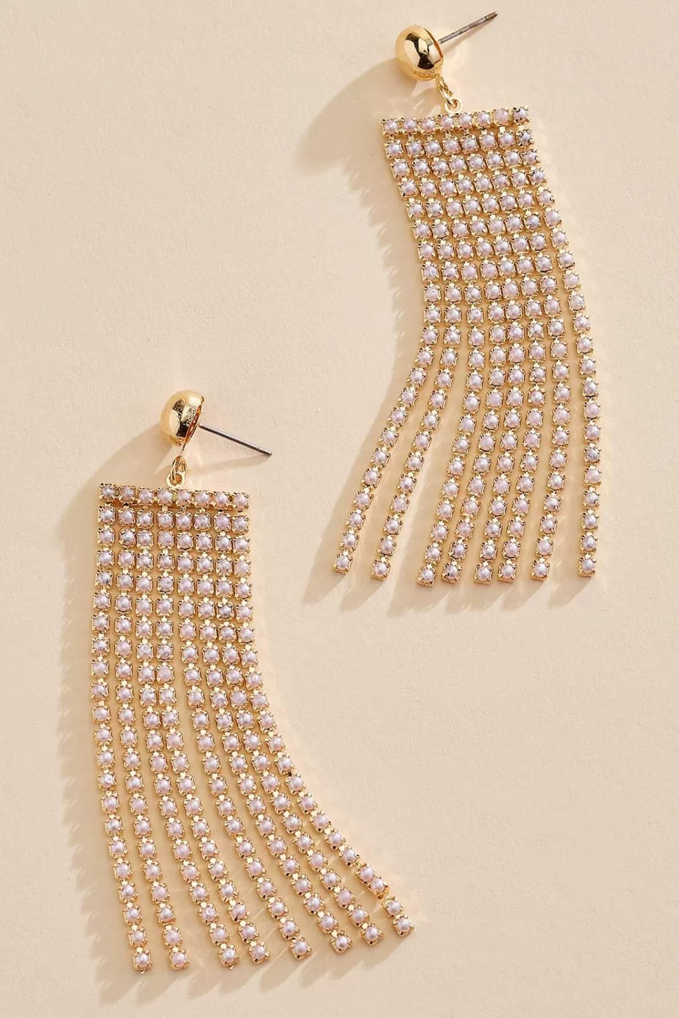 Women Versona Pink Pearl Fringe Earrings