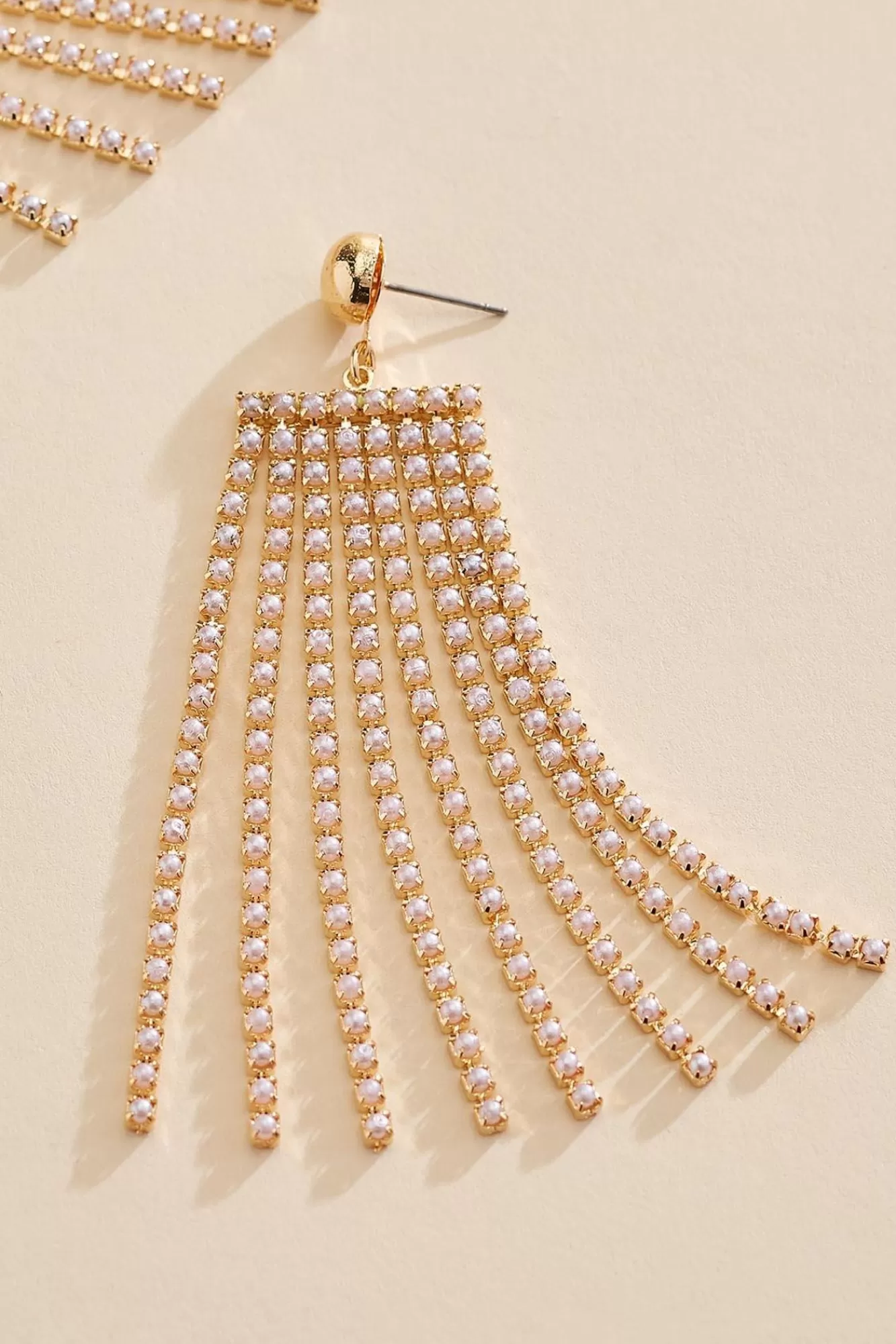 Women Versona Pink Pearl Fringe Earrings