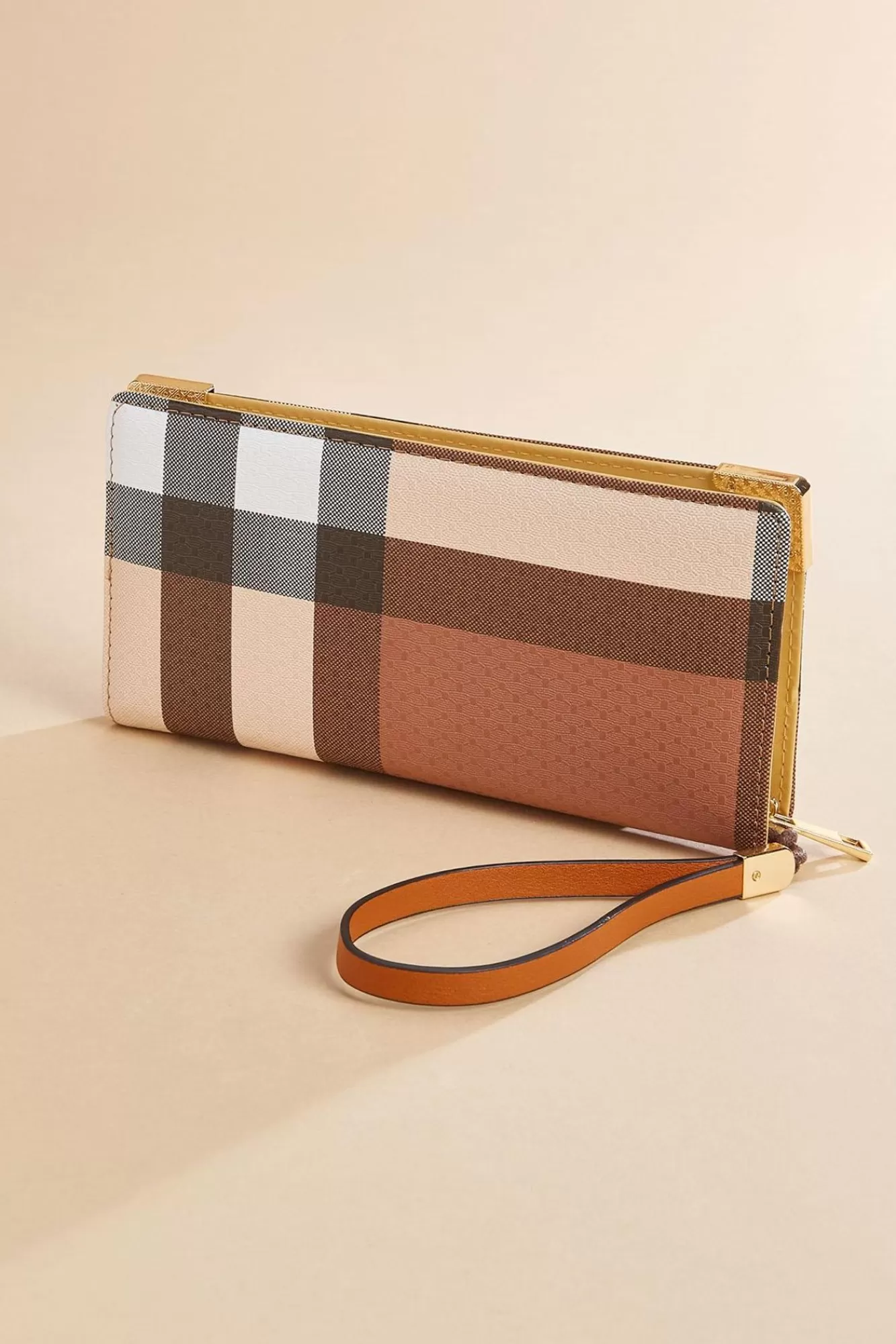 Women Versona Plaid Faux Leather Wristlet