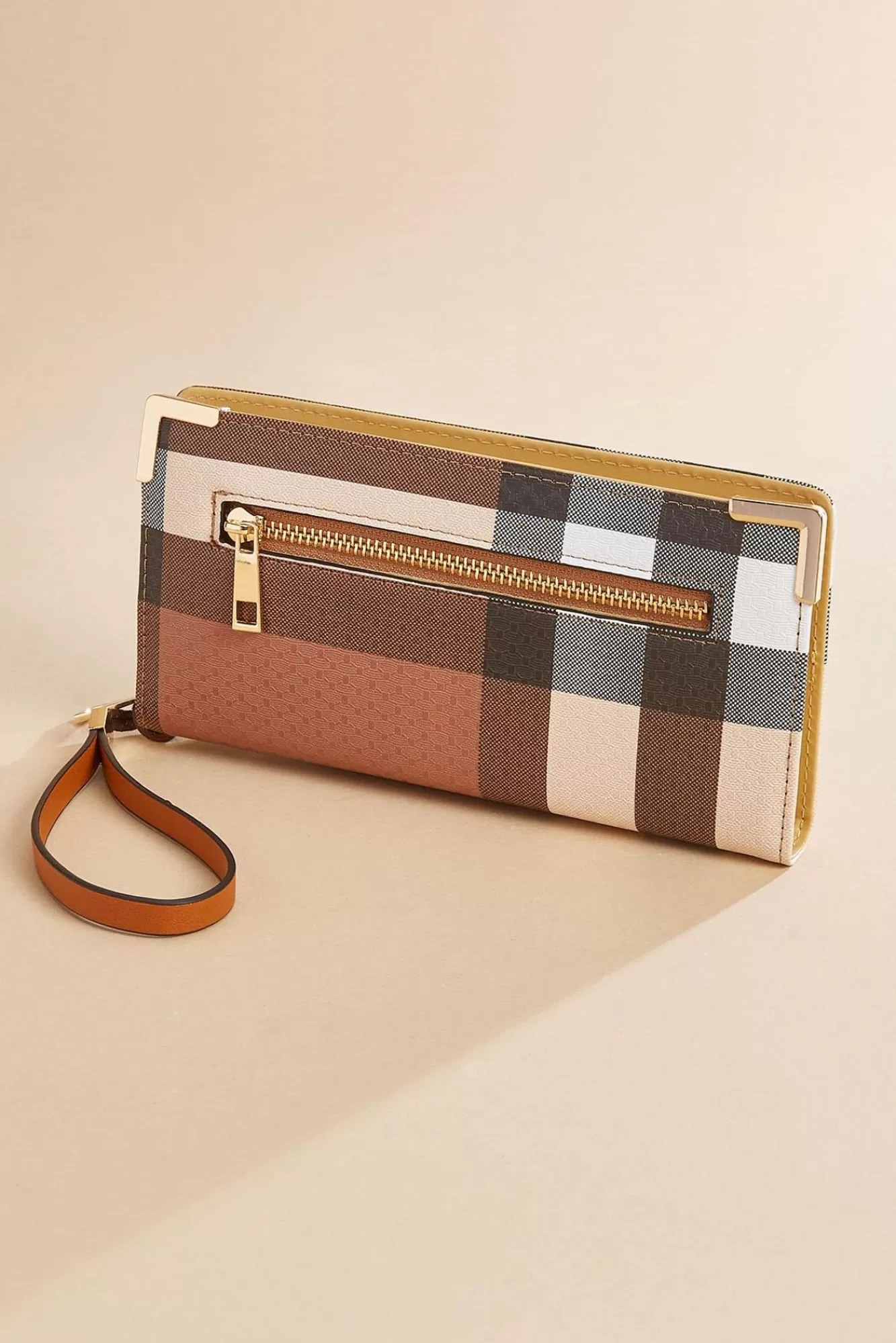 Women Versona Plaid Faux Leather Wristlet