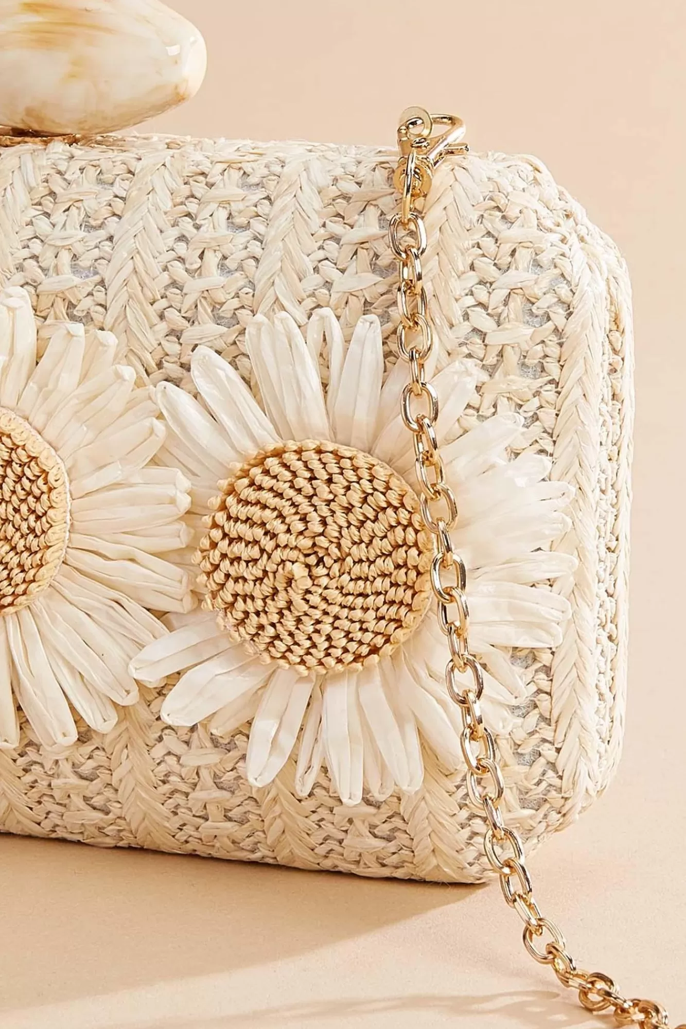 Women Versona Raffia Daisy Clutch