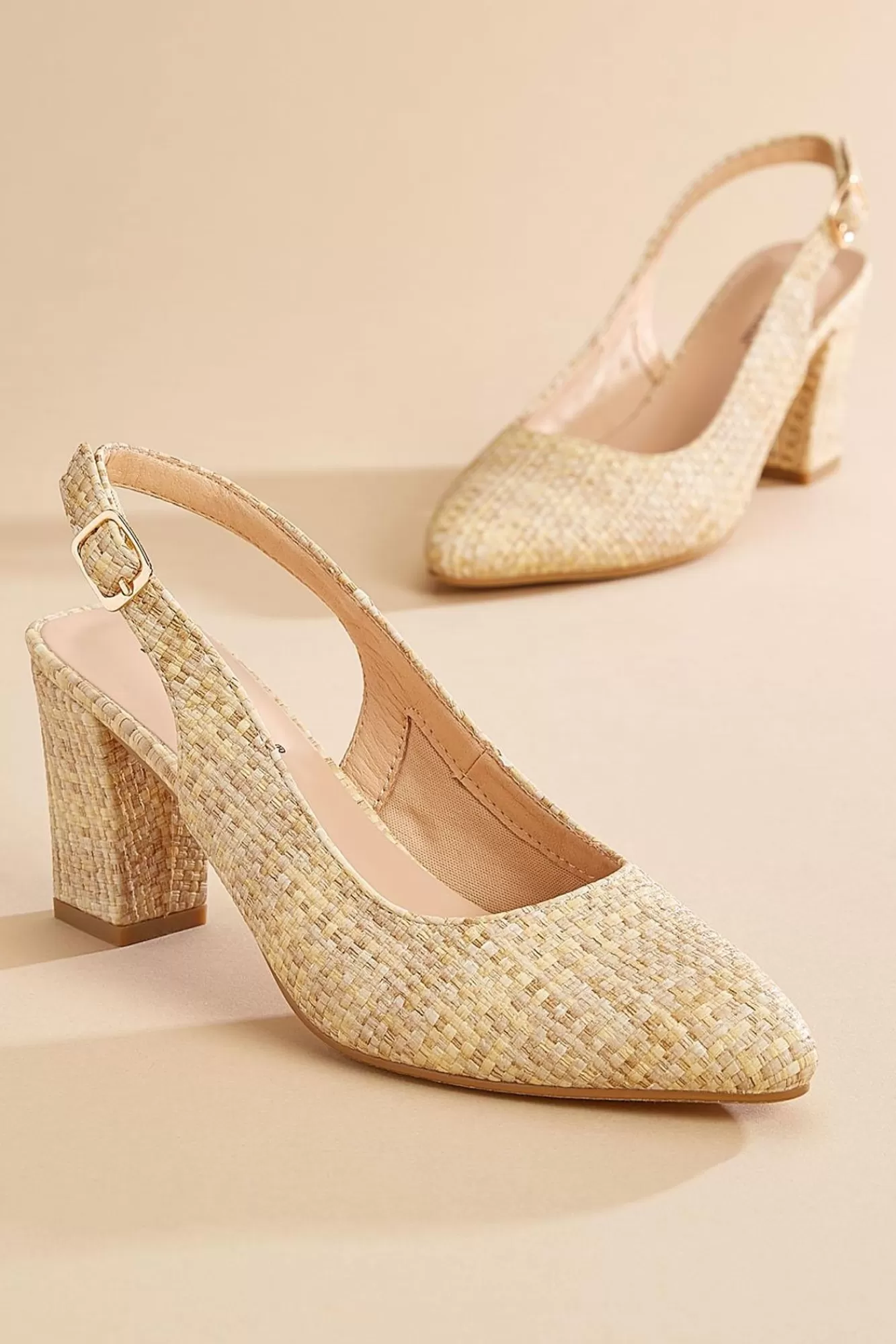 Women Versona Raffia Effect Slingback Heels