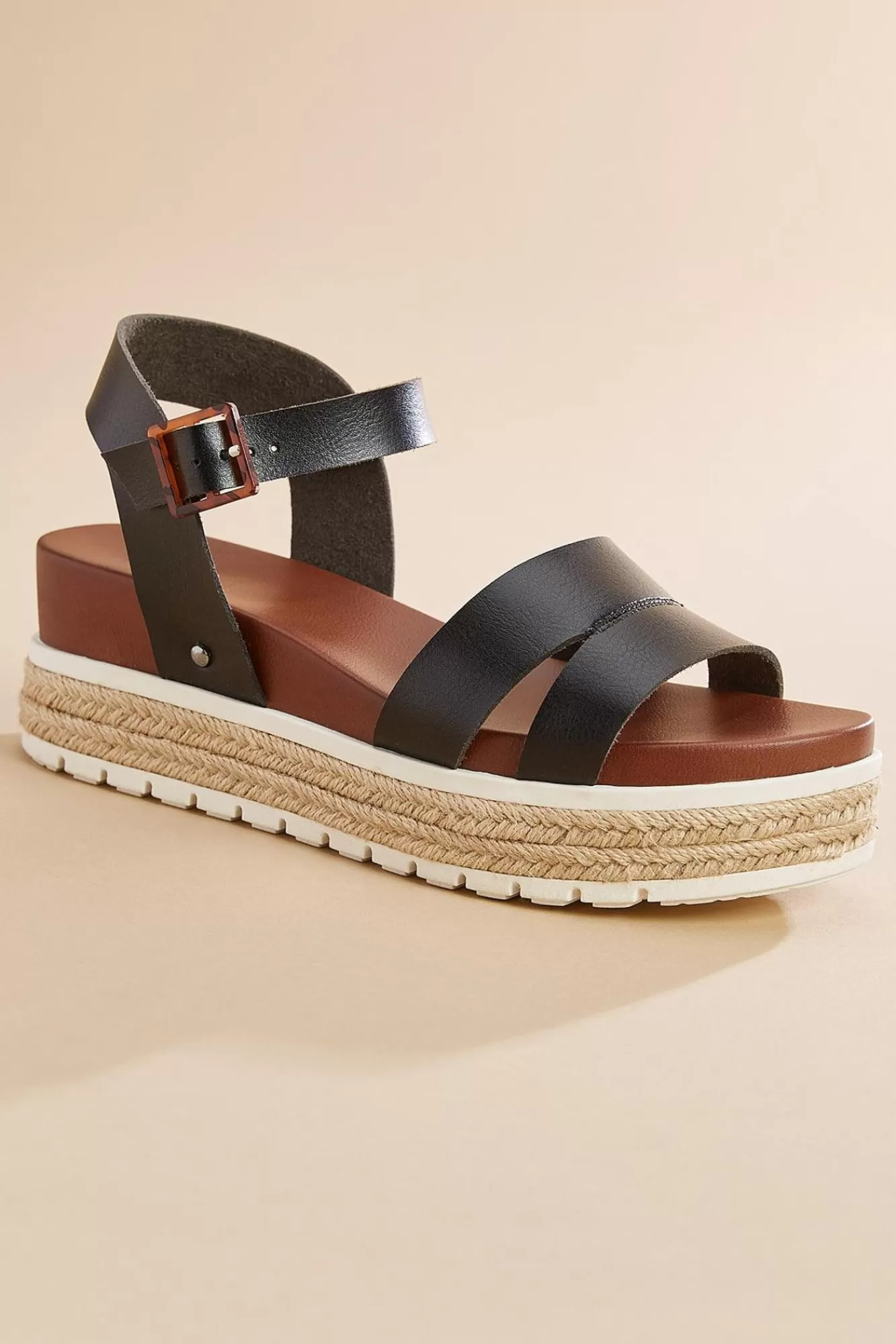 Women Versona Raffia Flatform Faux Leather Sandals