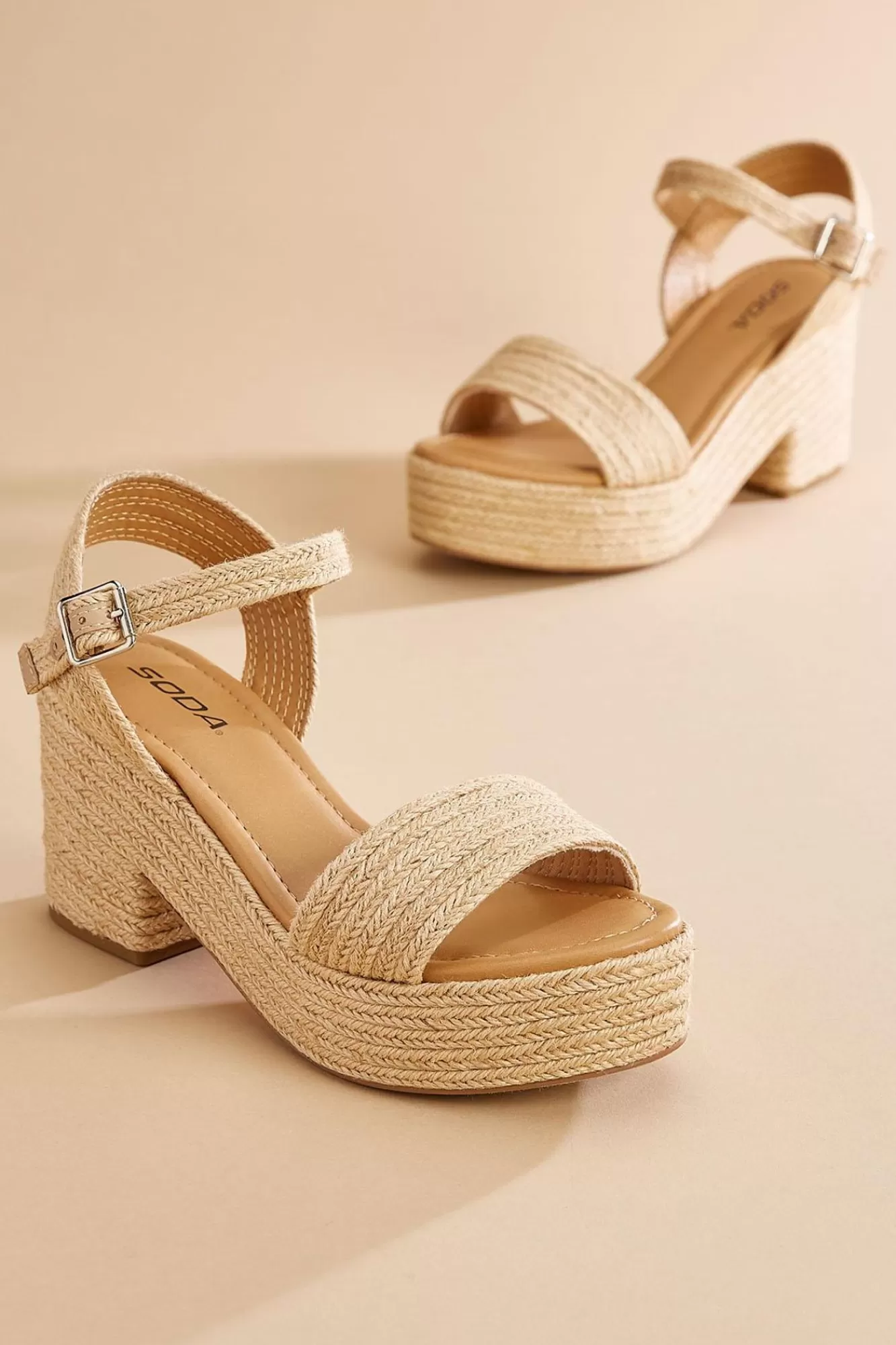 Women Versona Raffia Wrapped Platform Heels