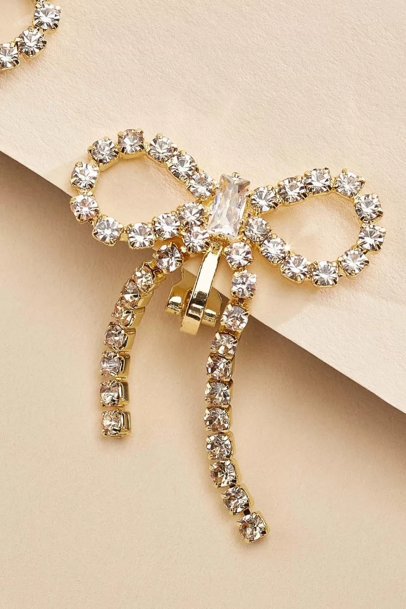 Women Versona Rhinestone Bow Clip On Earrings