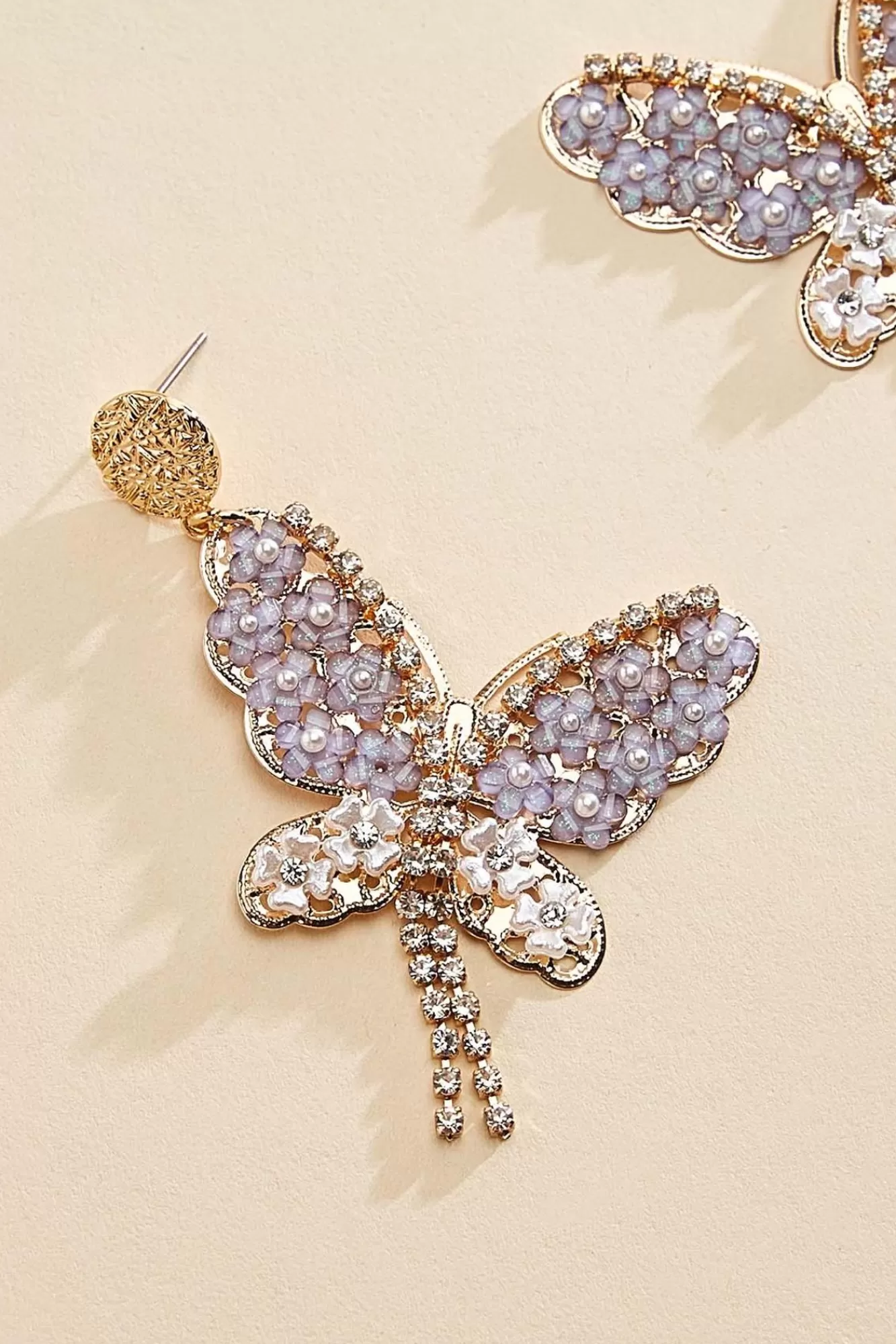 Women Versona Rhinestone Butterfly Dangle Earrings