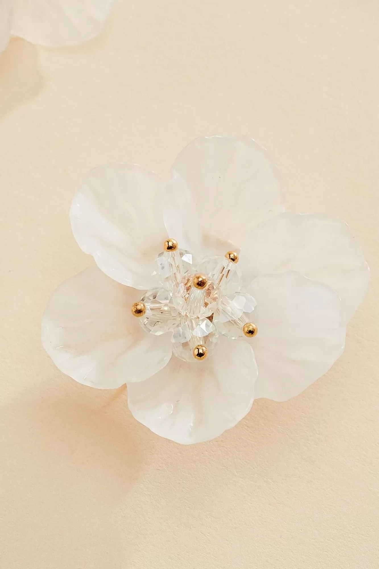 Women Versona White Flower Button Earrings