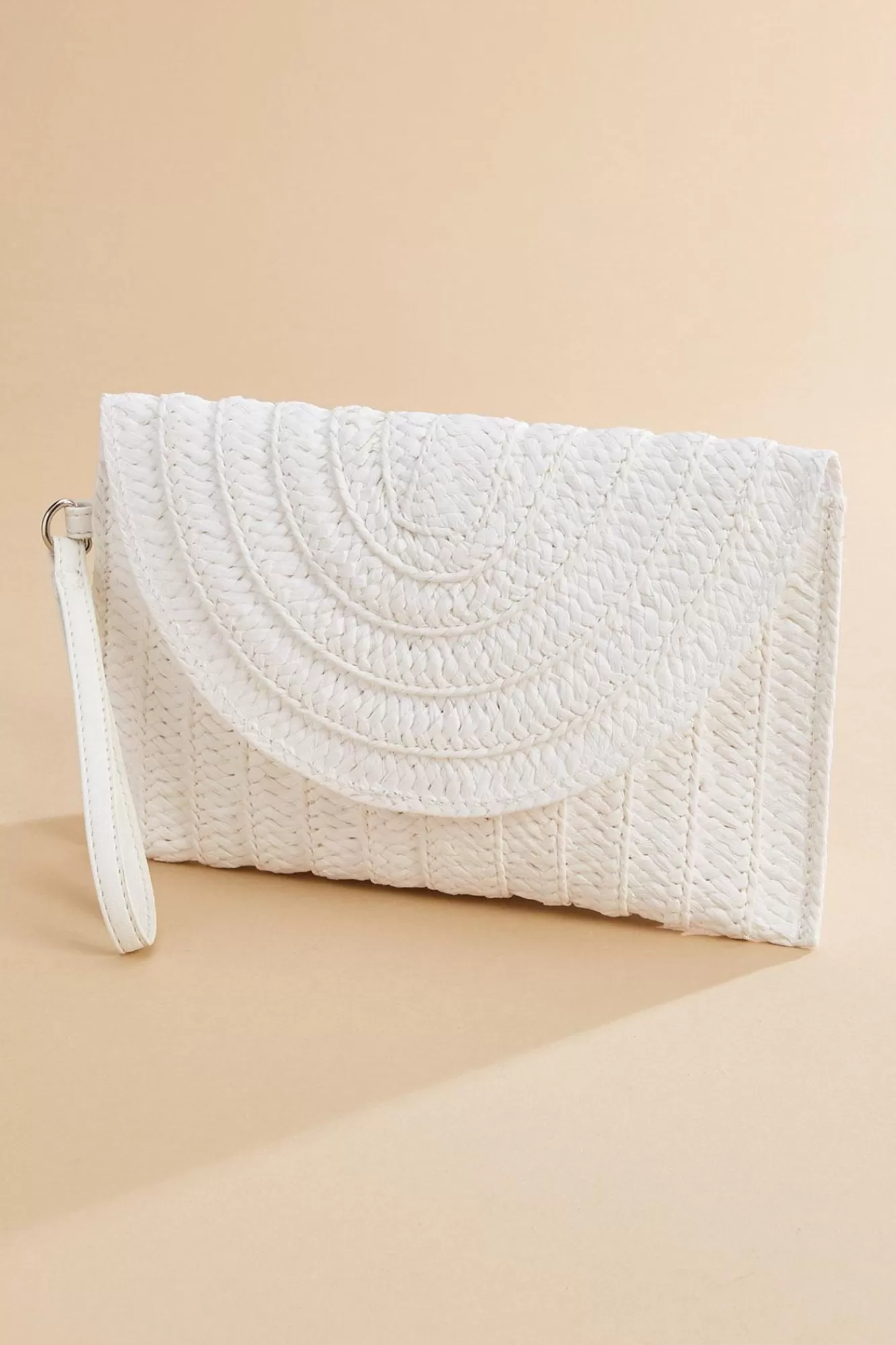 Women Versona White Straw Envelope Clutch