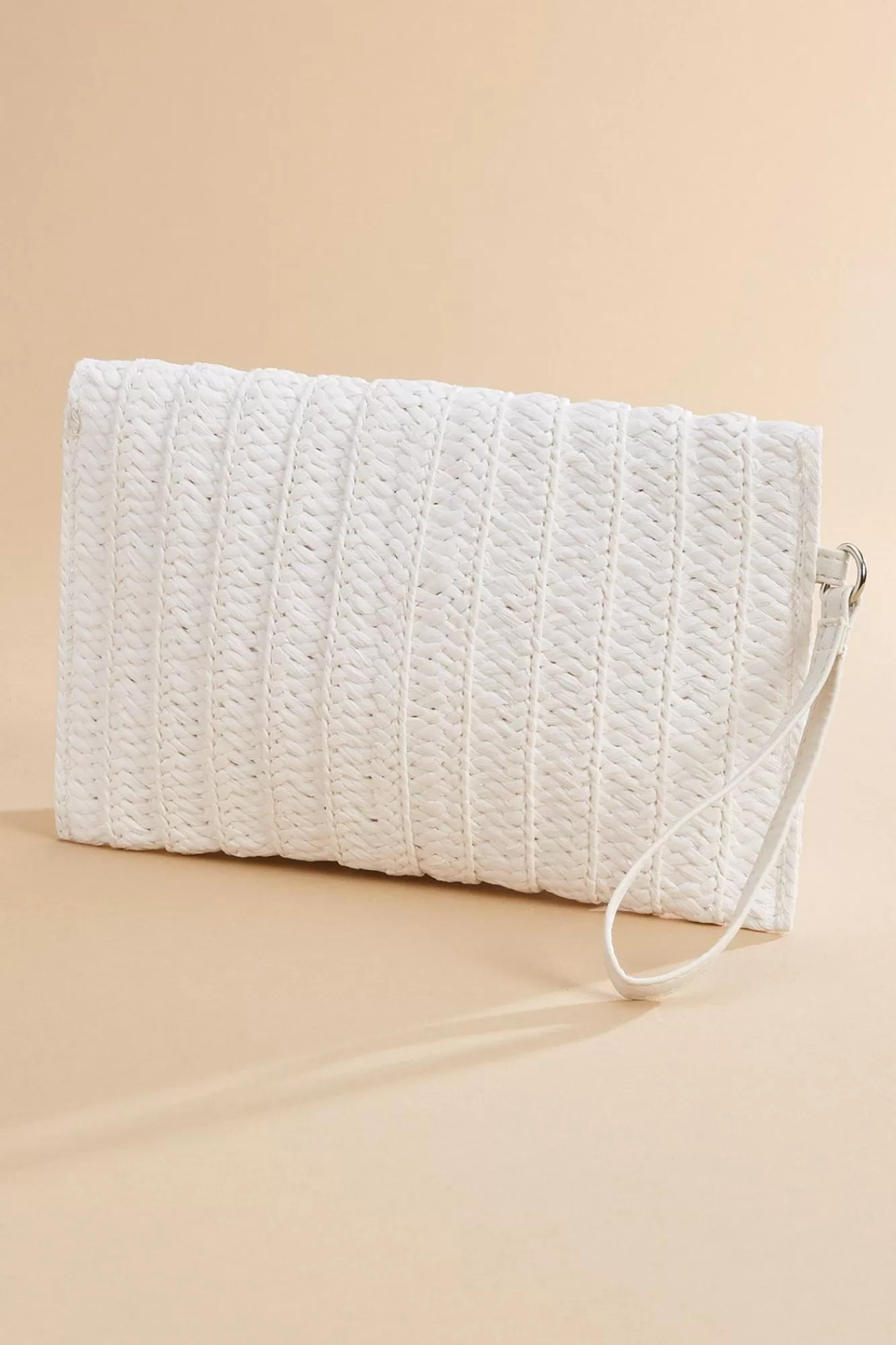 Women Versona White Straw Envelope Clutch